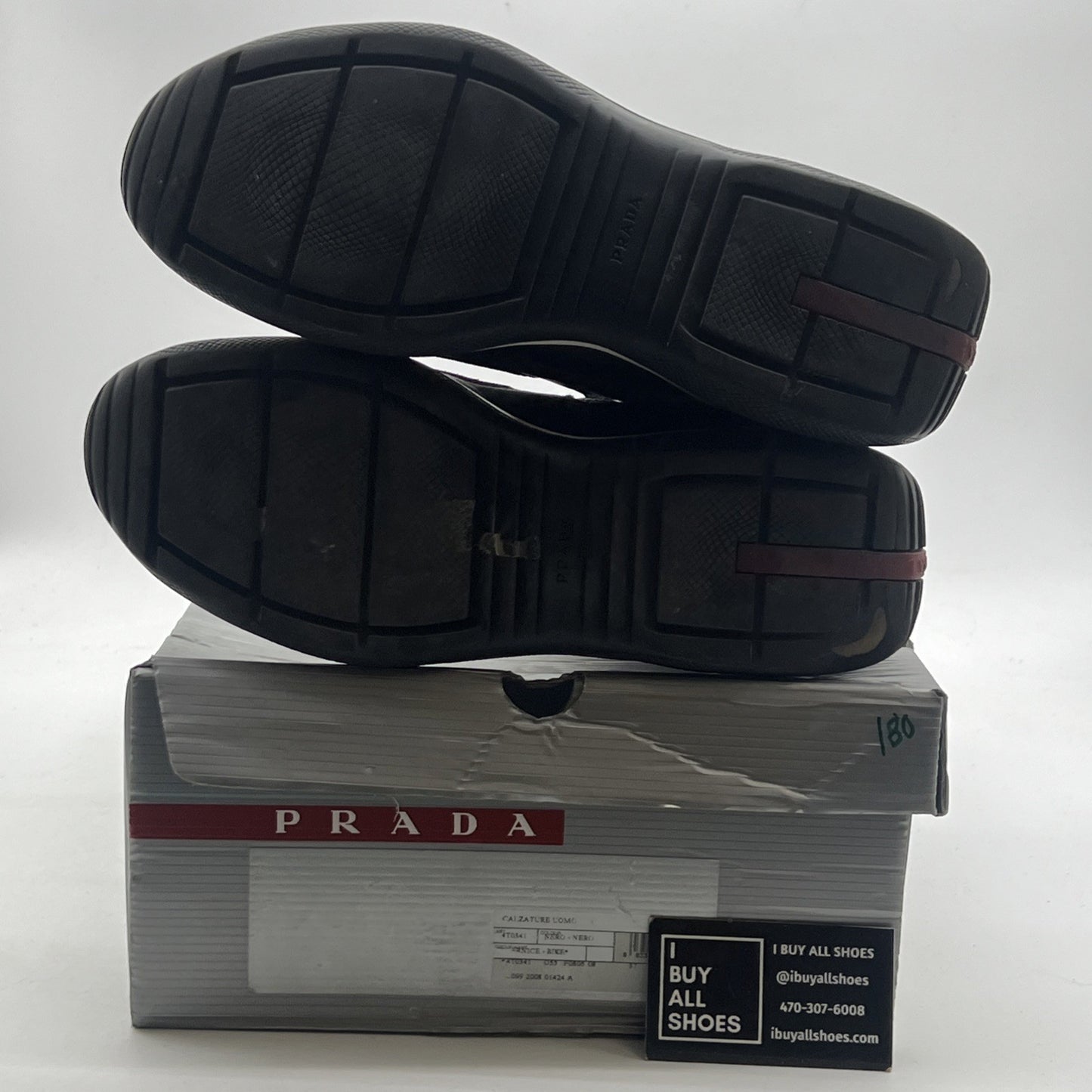 Size 9.5P - Prada American Cup Sneaker High Top Nero/ Argento