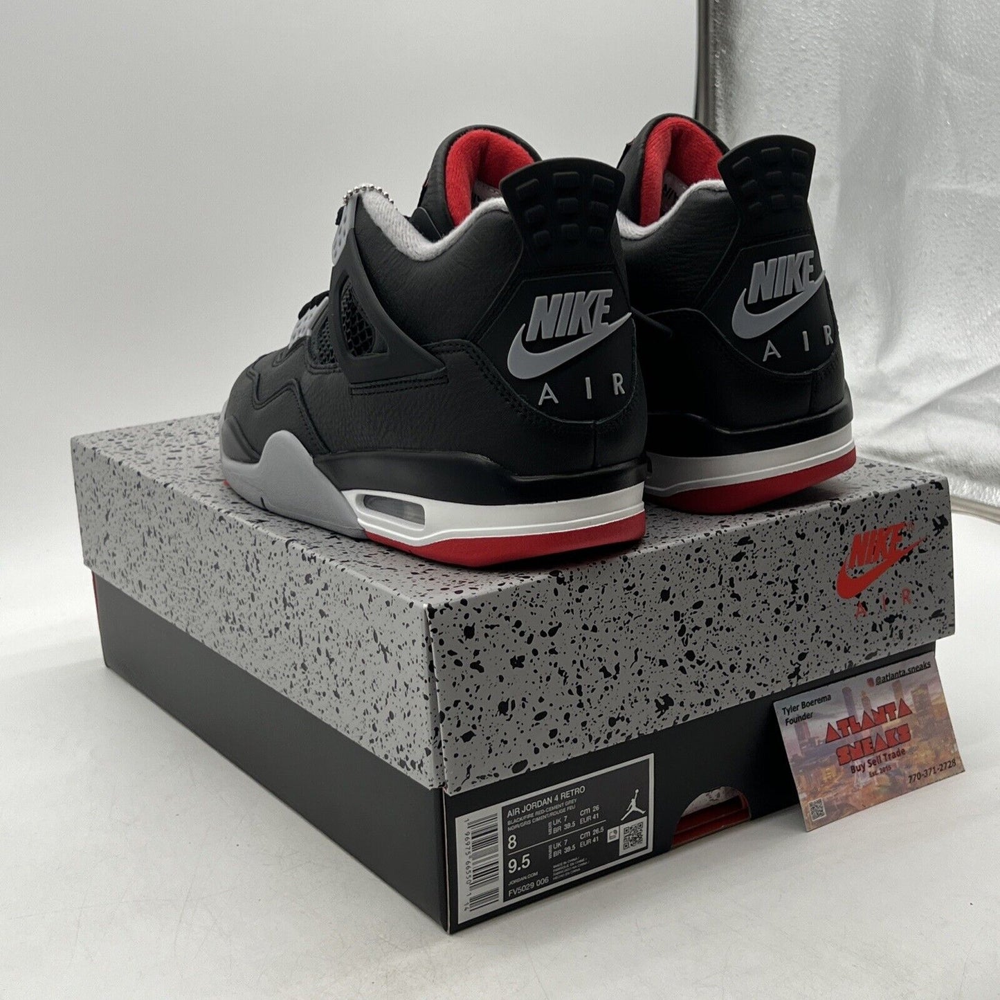 Size 8 - Air Jordan 4 Retro Bred Reimagined Black White Red Leather (FV5029-006)