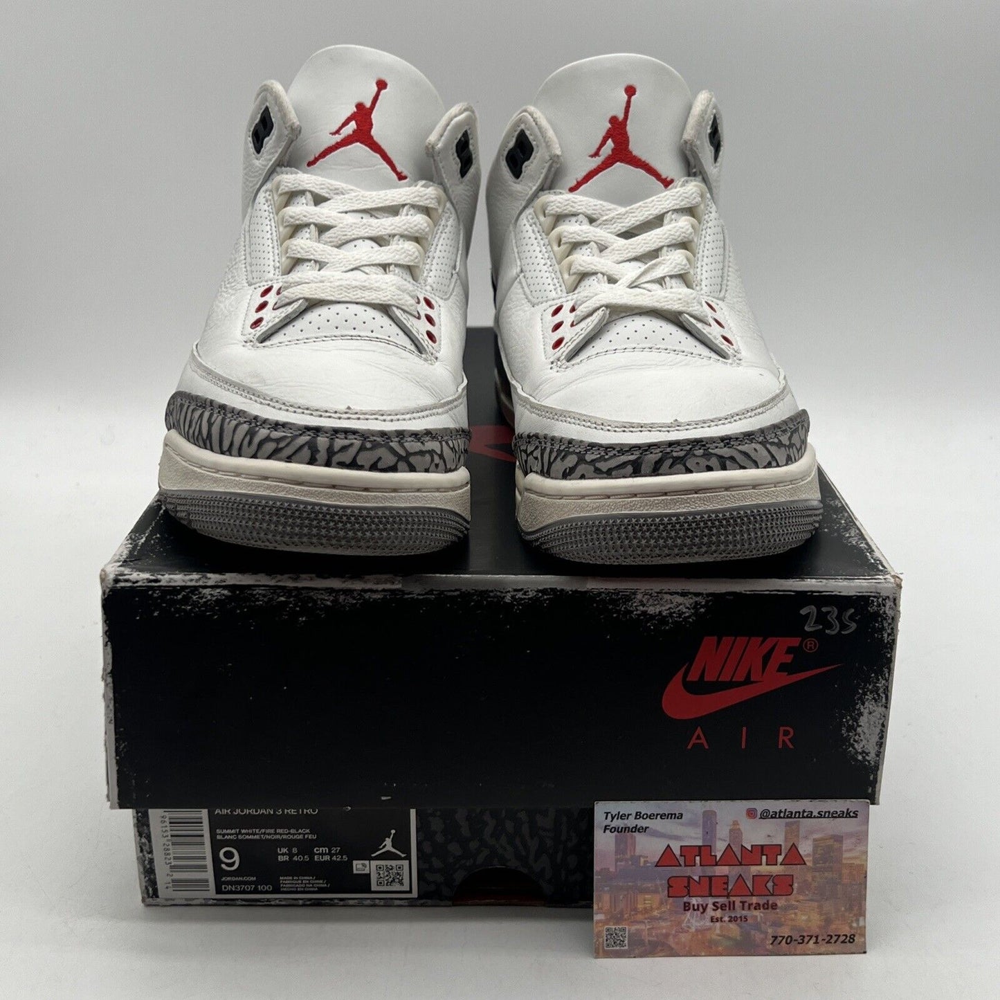 Size 9 - Jordan 3 Retro Mid White Cement Reimagined Leather Red (DN3707-100)