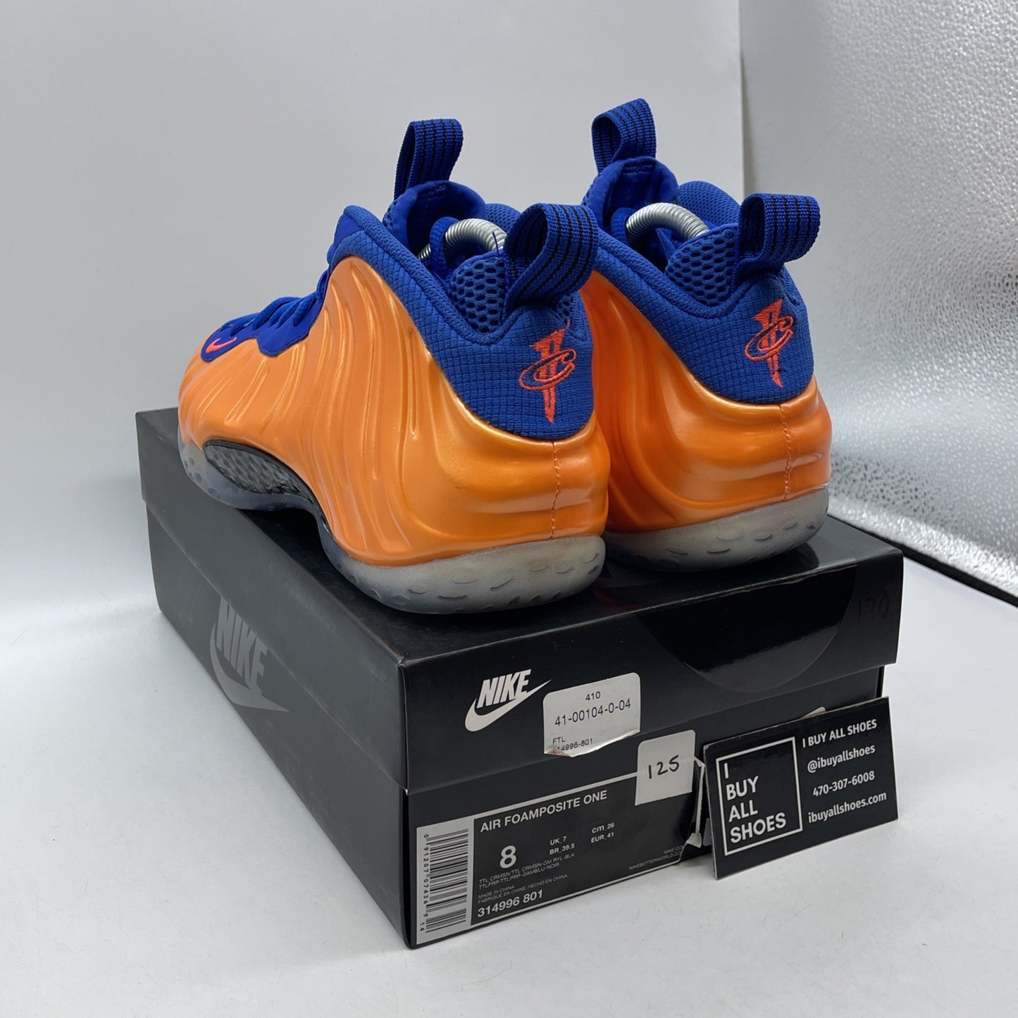 Size 8 - Nike Air Foamposite One Knicks Orange Blue Suede Leather (314996-801)