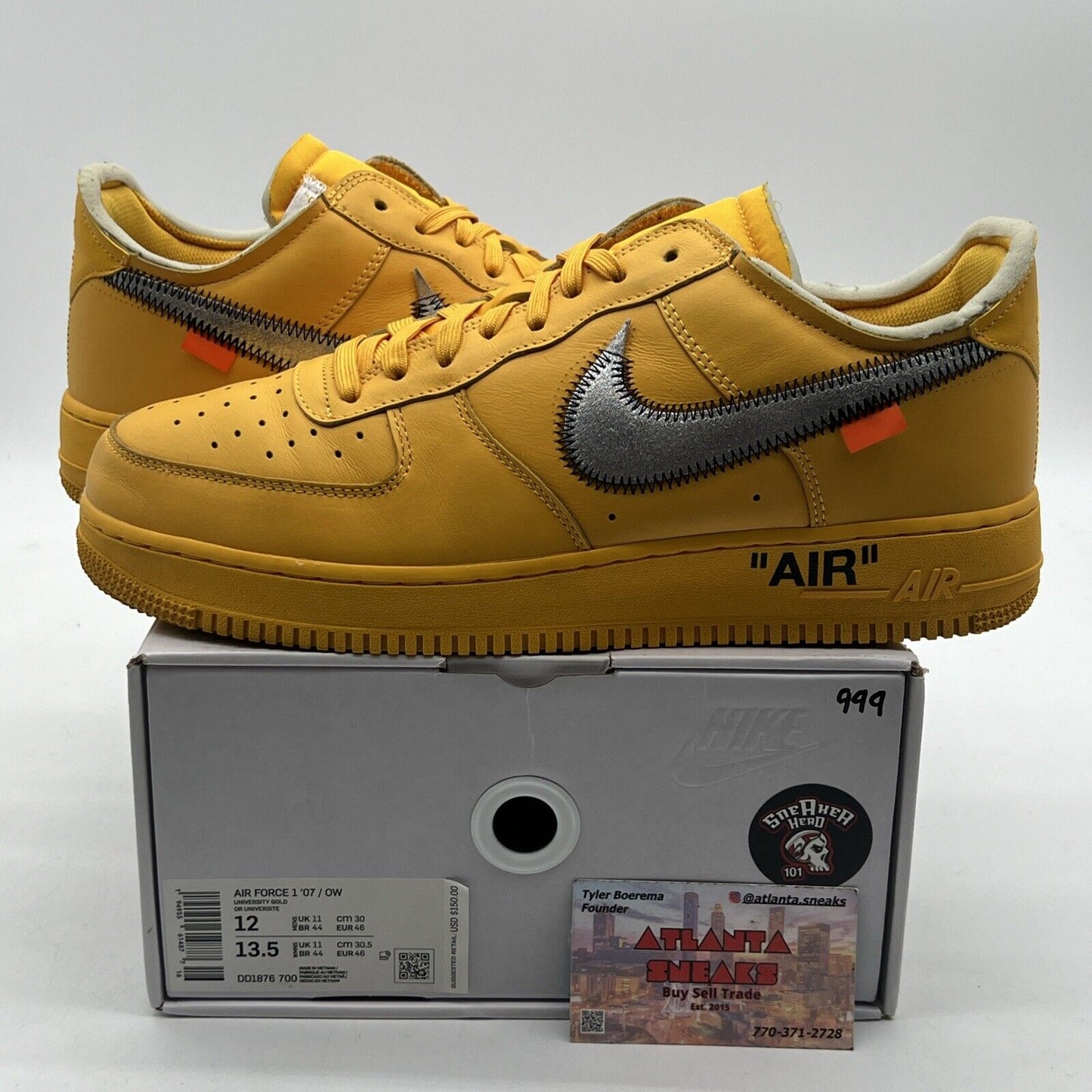 Size 12 - Off-White Nike Air Force 1 Low Lemonade Grey Yellow (DD1876-700)