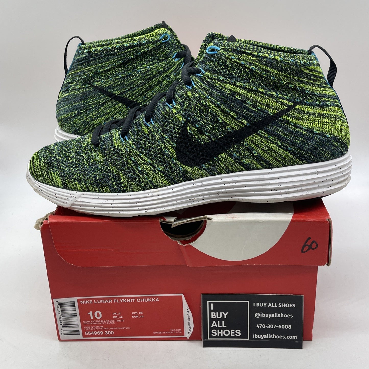 Size 10 - Nike Lunar Flyknit Chukka Green (554969-300)