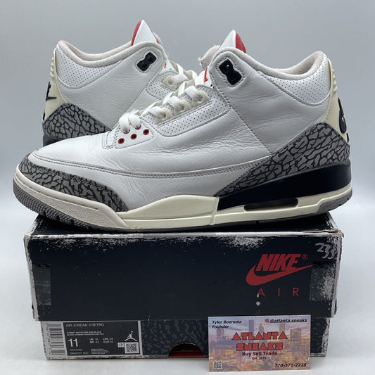 Size 11 - Jordan 3 Retro Mid White Cement Reimagined Suede Leather (DN3707-100)