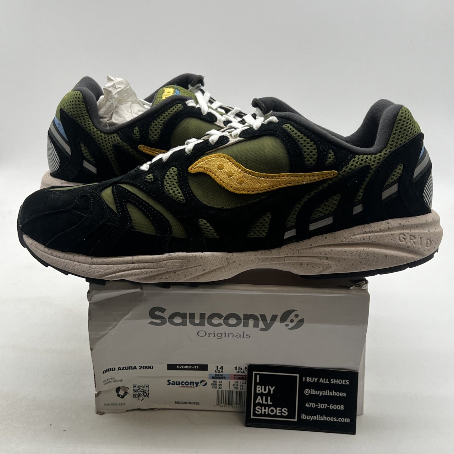 Size 14 - Saucony Grid Azura 2000 Black Yellow (S70491-11)