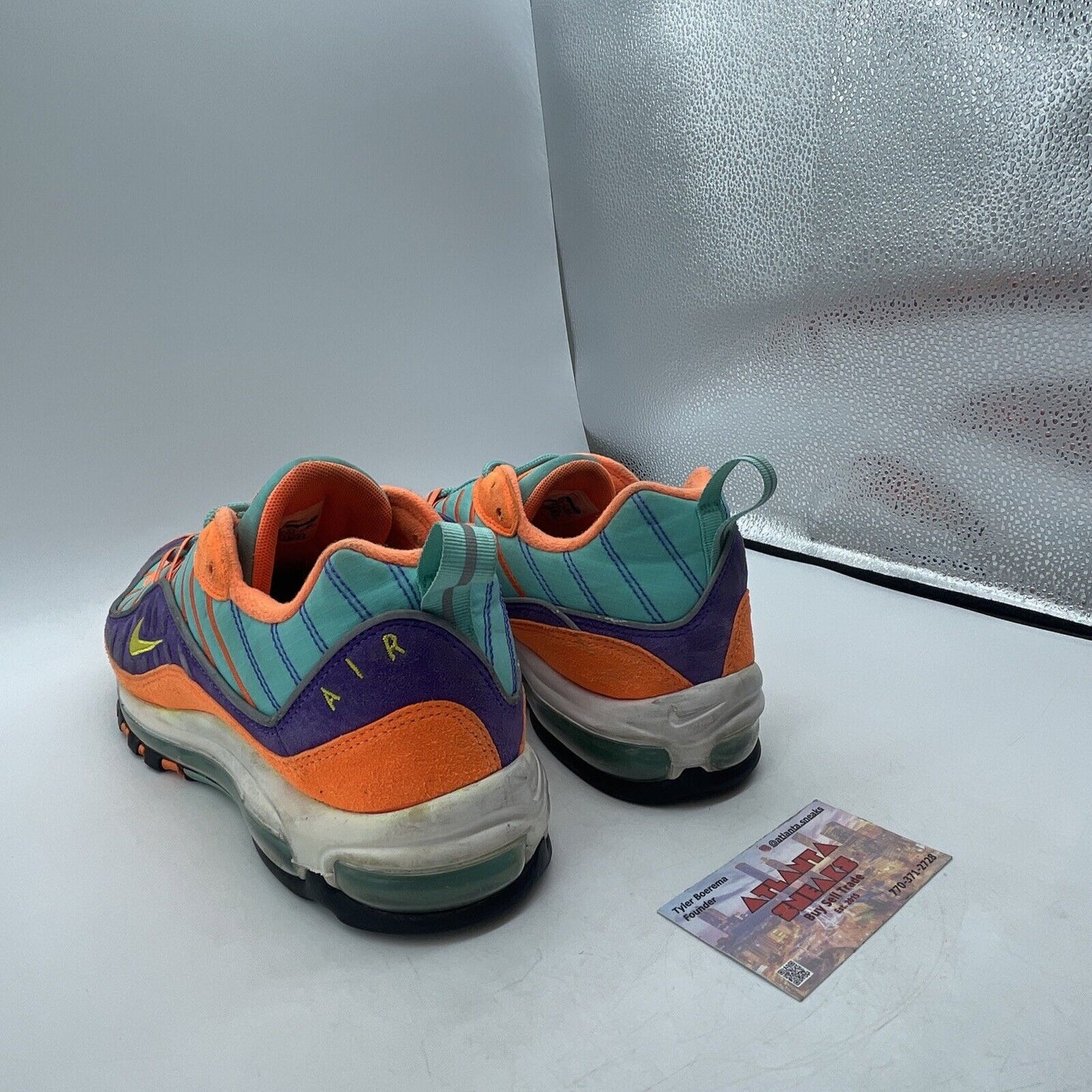 Size 10 - Nike Air Max 98 QS Cone Orange Purple Blue White (924462-800)