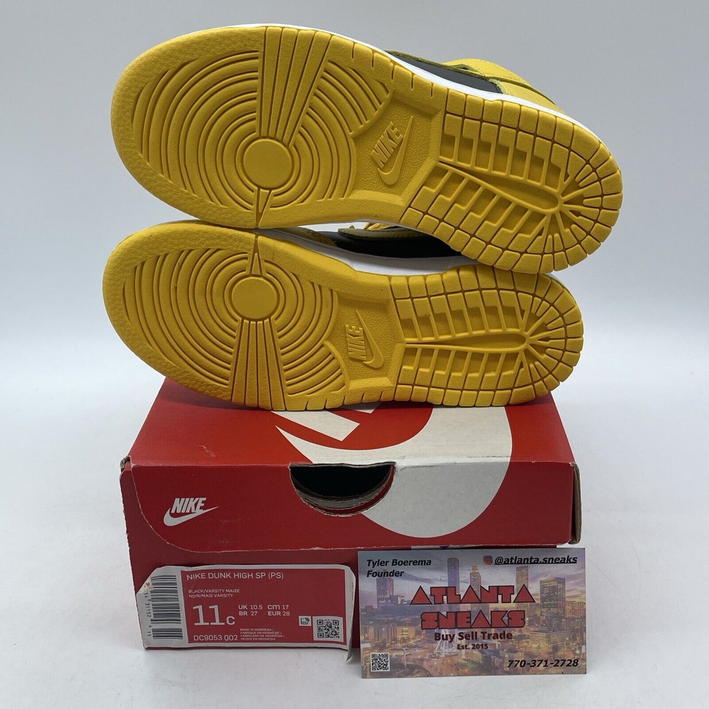 Size 11C - Nike Dunk Lowa Yellow White Black Leather (DC9053-002)