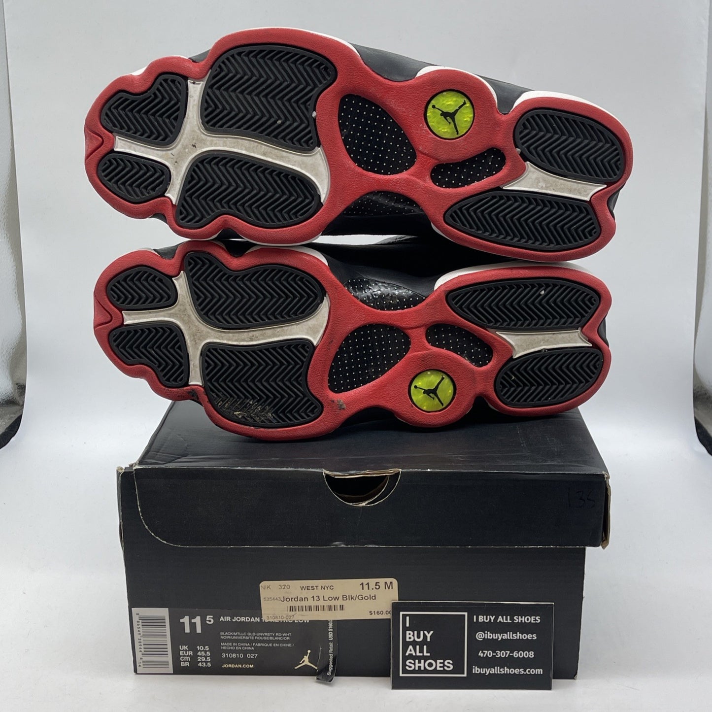Size 11.5 - Air Jordan 13 Retro Low Bred Red Suede Leather (310810-027)