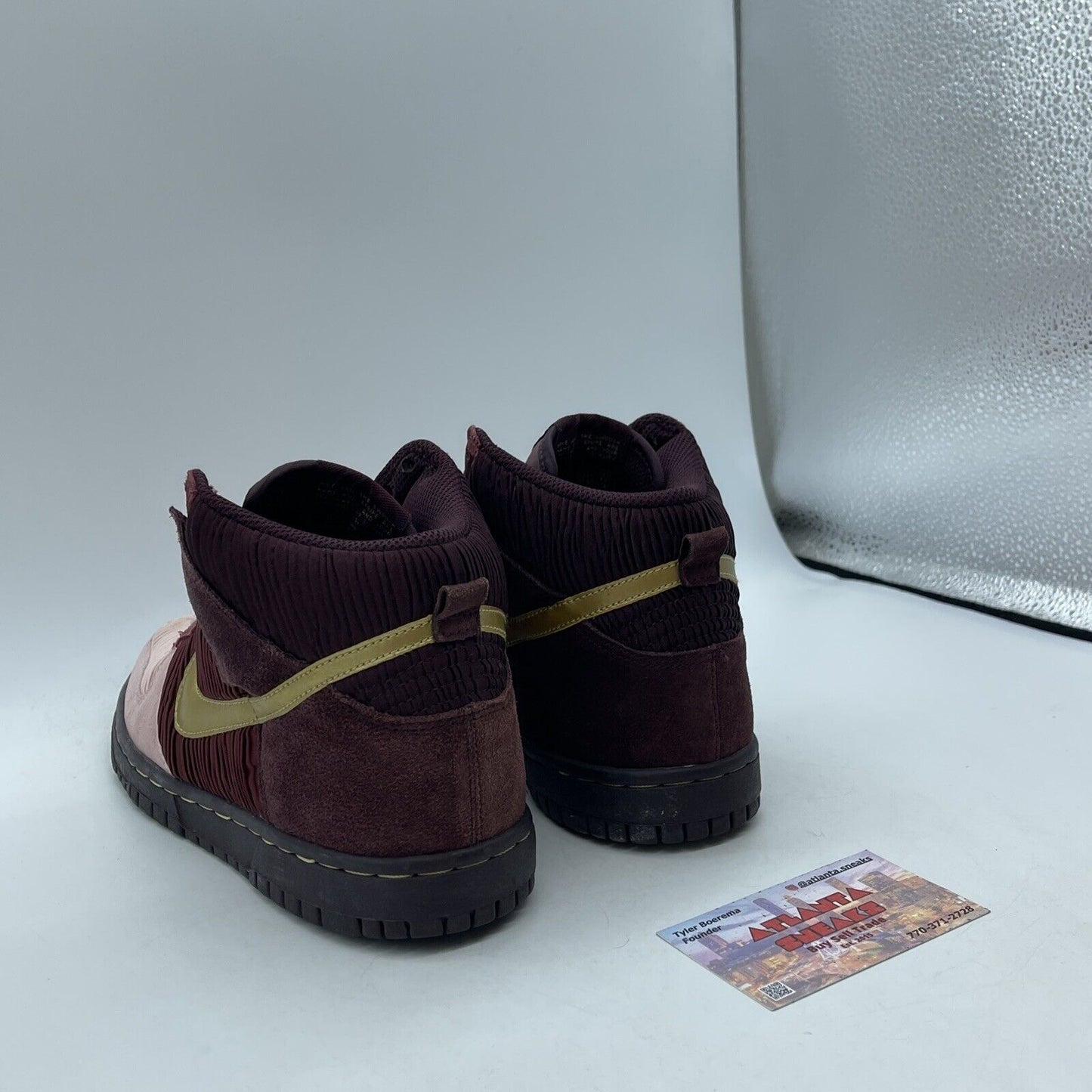 Nike Dunk High Deep Burgundy Metallic Gold Pink Suede Leather (316604-671)