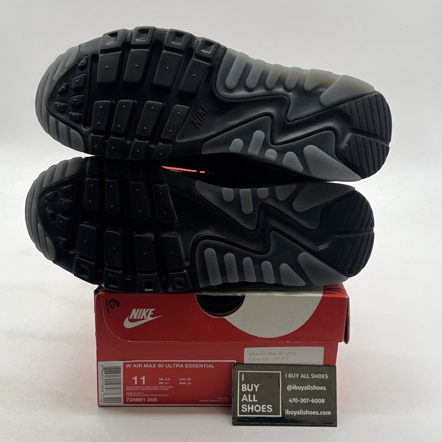 Size 11 - Nike Air Max 90 Ultra Essential Black Cool Grey W (724981-005)