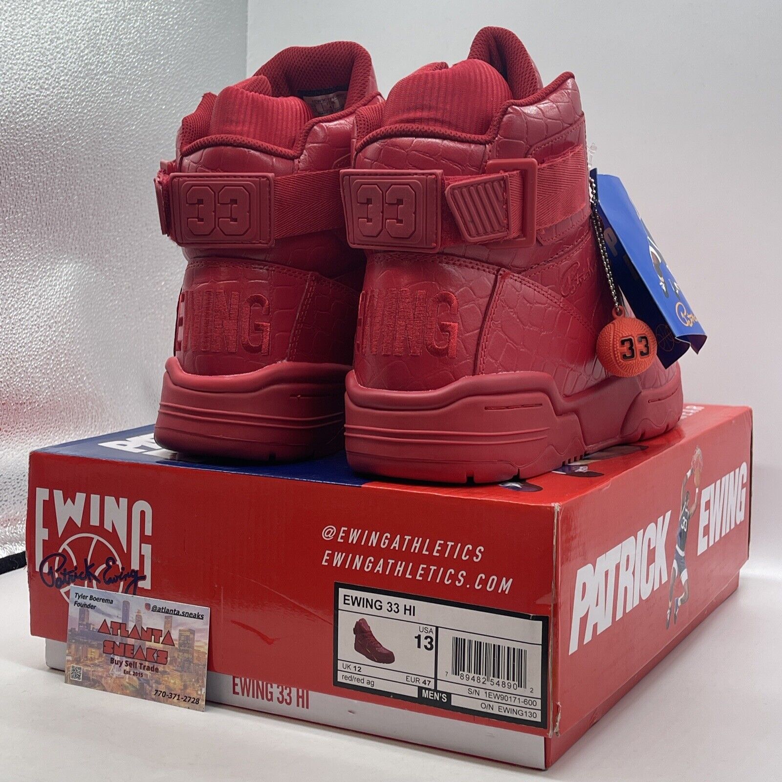 Size 13 - Ewing Athletics Ewing 33 Hi Red Croc Skin Red Leather (1EW90171-600)