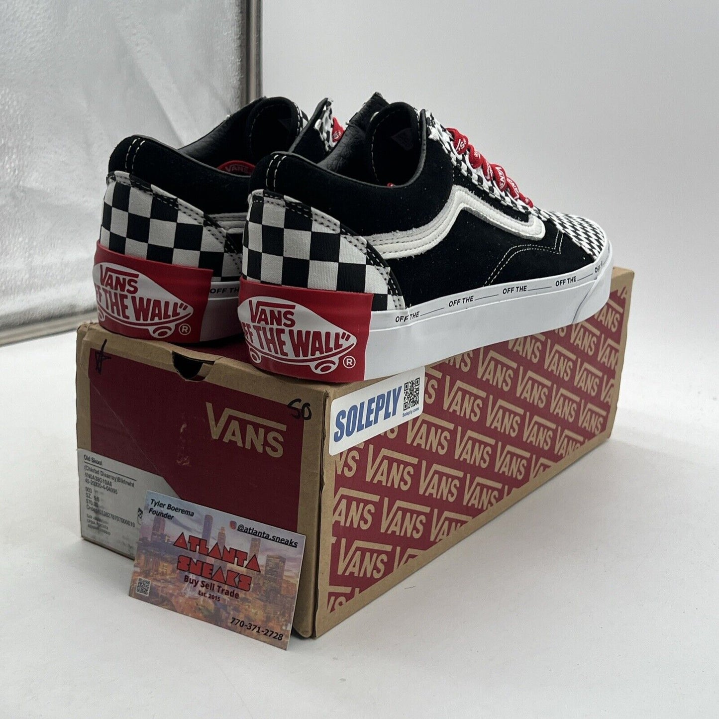 Size 9.5 - VANS Old Skool Checkerboard Disarray with Vans Chili Pepper/Red Laces