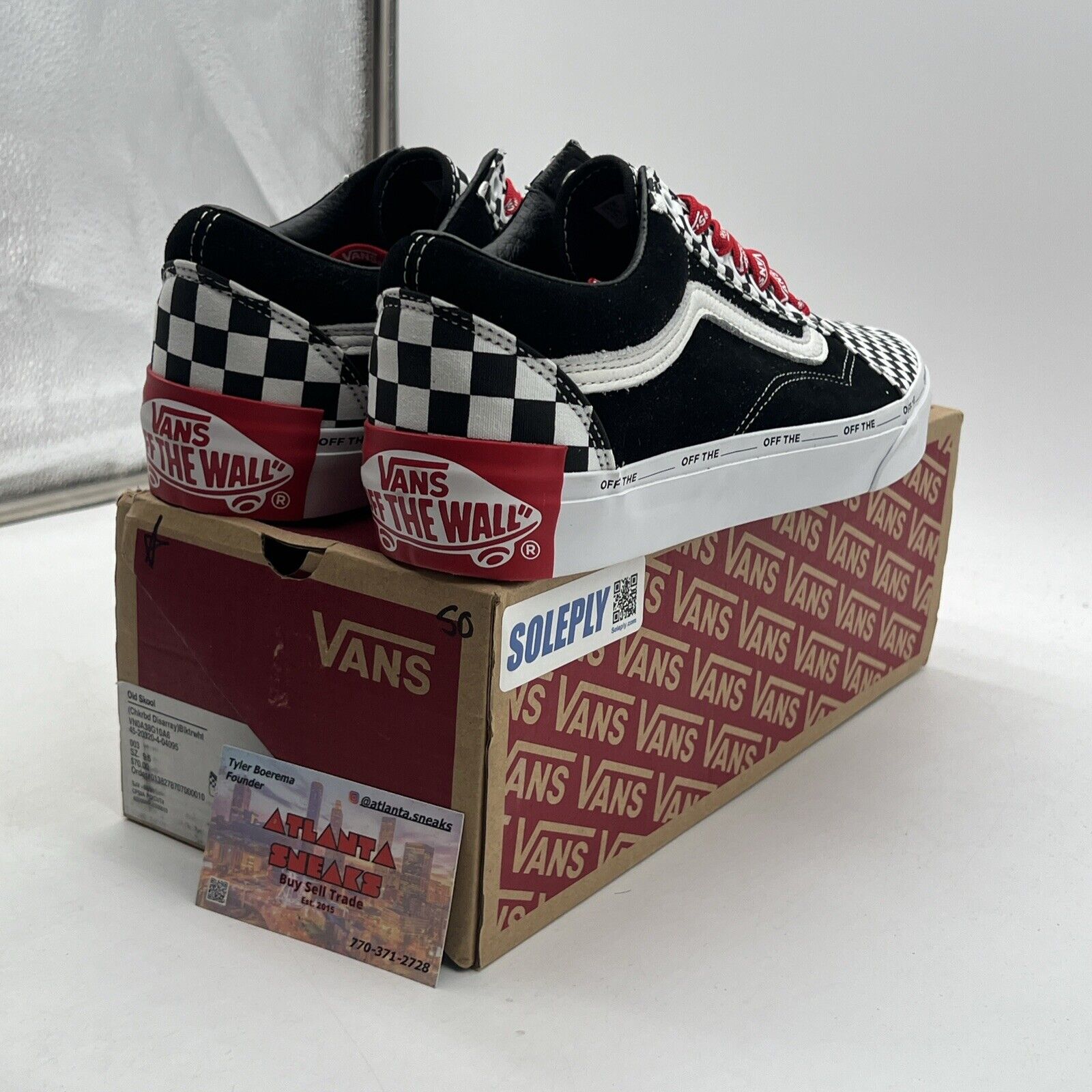 Size 9.5 - VANS Old Skool Checkerboard Disarray with Vans Chili Pepper/Red Laces