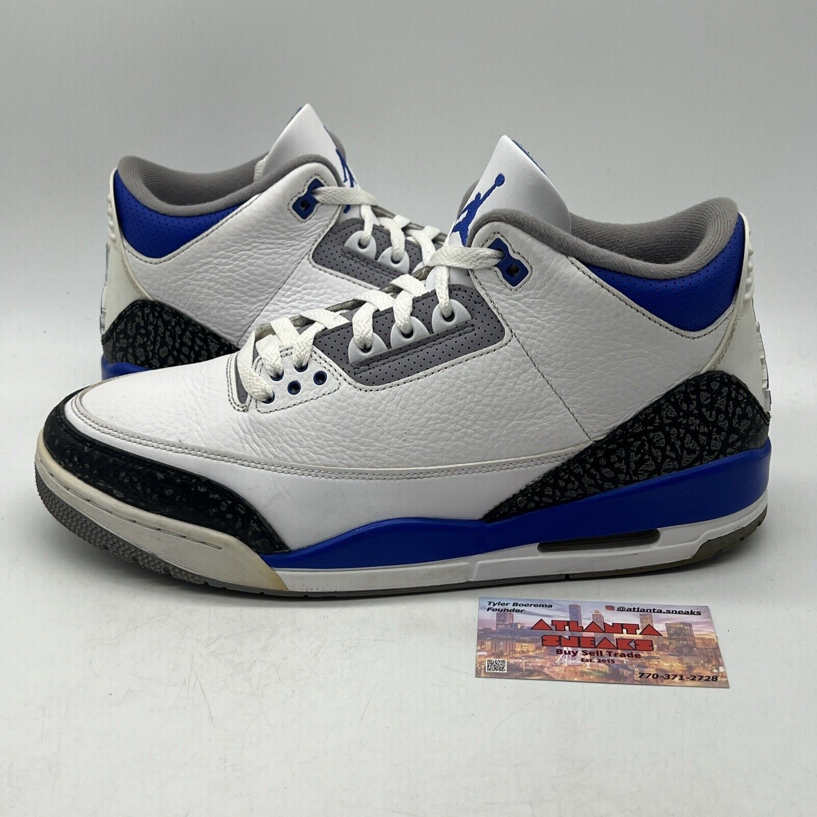 Size 12 - Jordan 3 Retro Mid Racer Blue Black White Leather (CT8532-145)