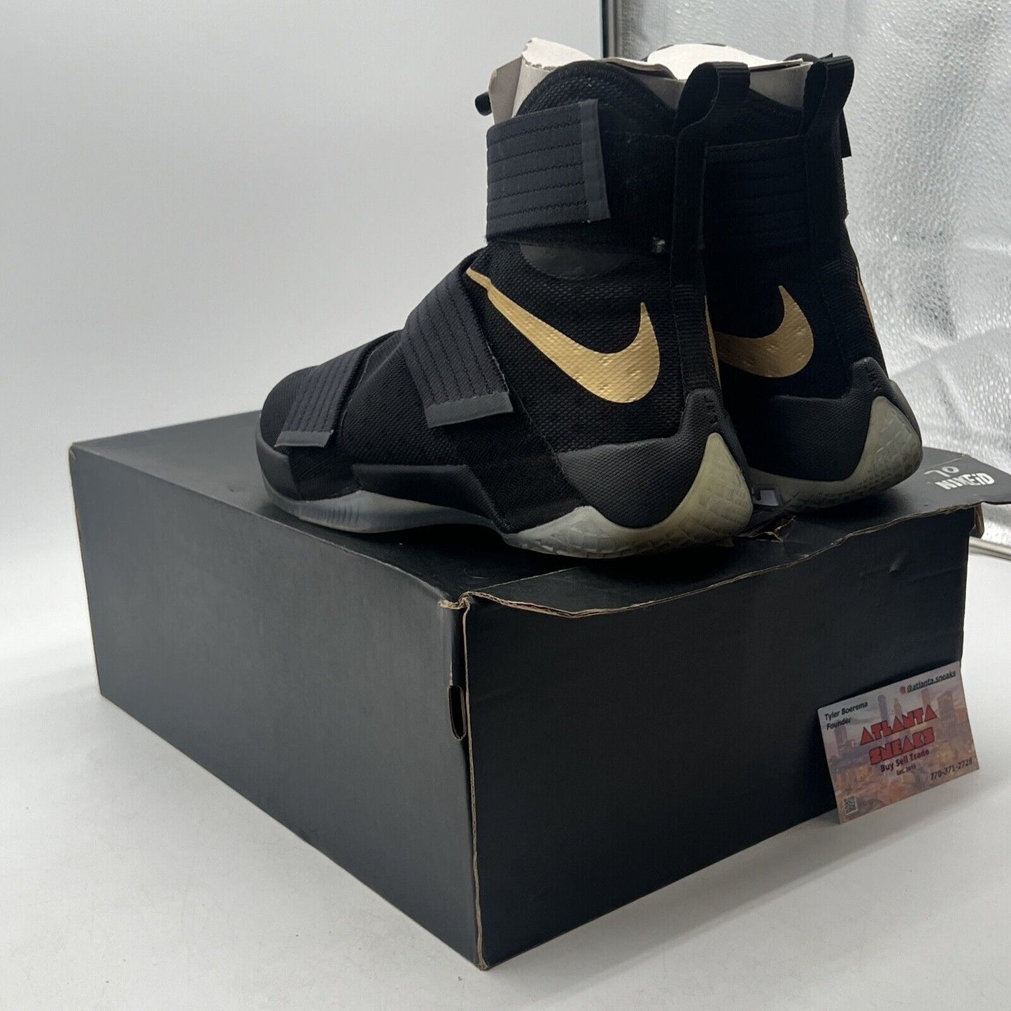 Size 9.5 - Nike Id LeBron Zoom Soldier 10 Black 2016