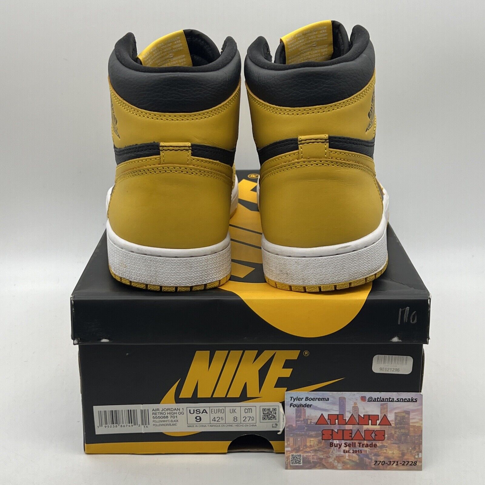 Size 9 - Jordan 1 Retro OG High Pollen Yellow Black White Leather (555088-701)