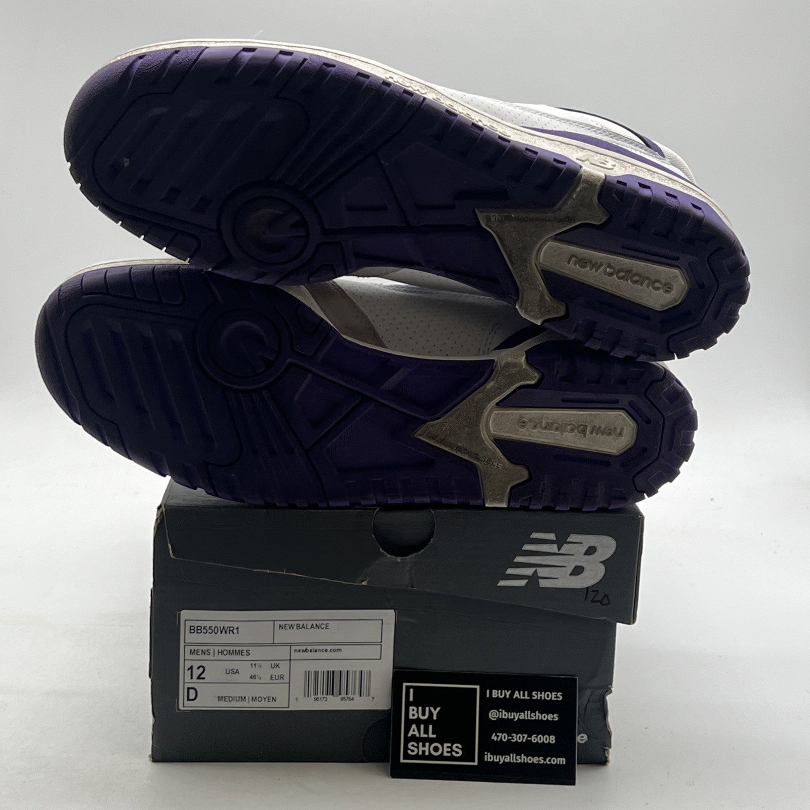 Size 12 - New Balance 550 White Purple (BB550WR1)