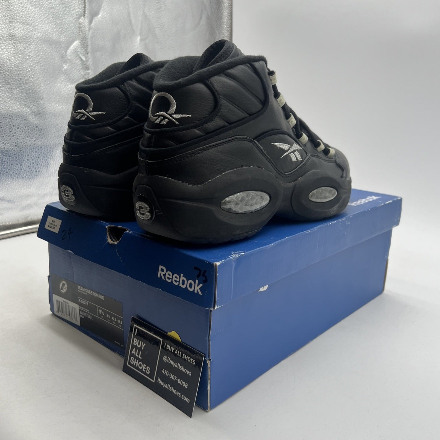 Size 9.5 - REEBOK QUESTION MID IVERSON BLACK/SILVER (4-52075)