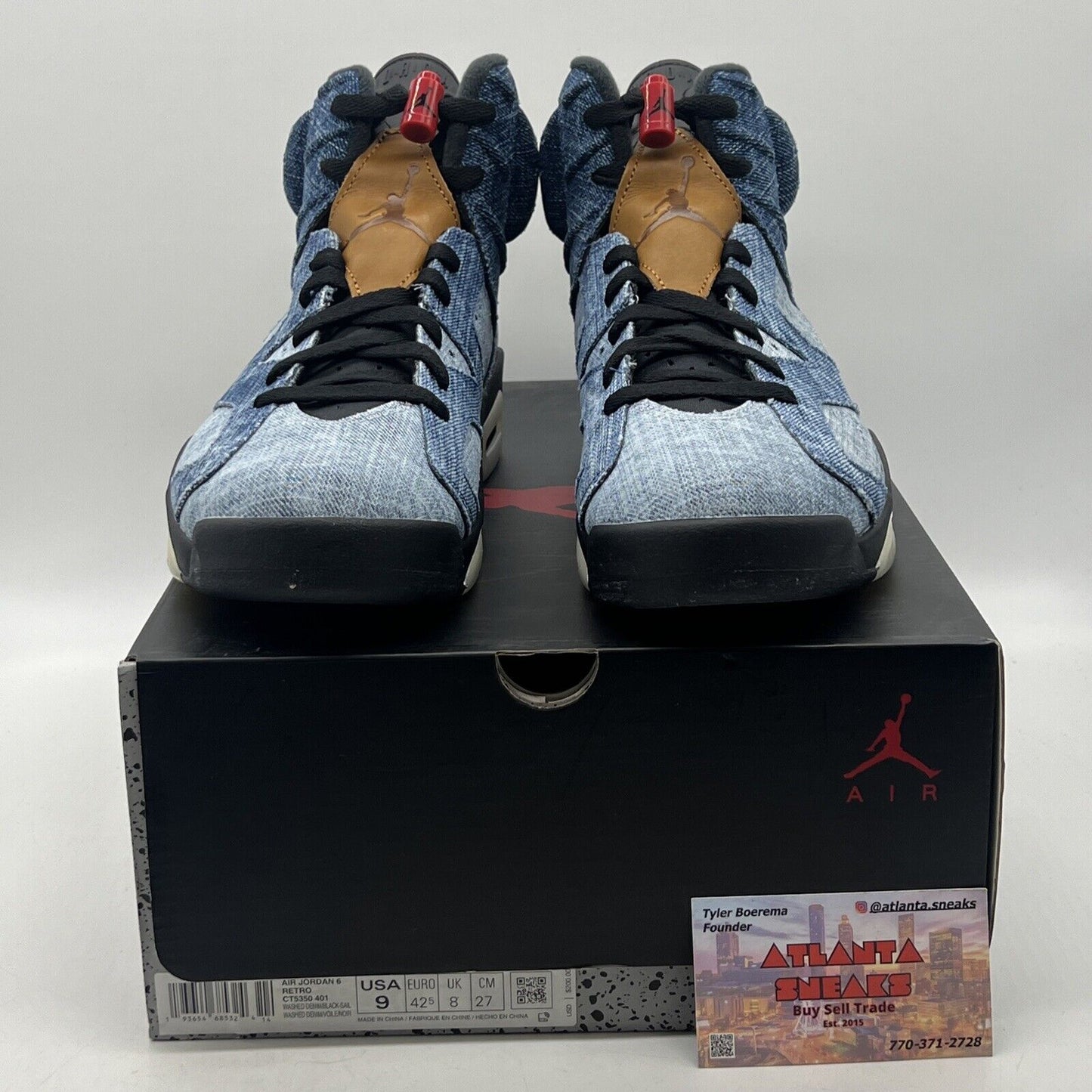 Size 9 - Air Jordan 6 Retro Washed Denim Blue Black Brown Leather (CT5350-401)