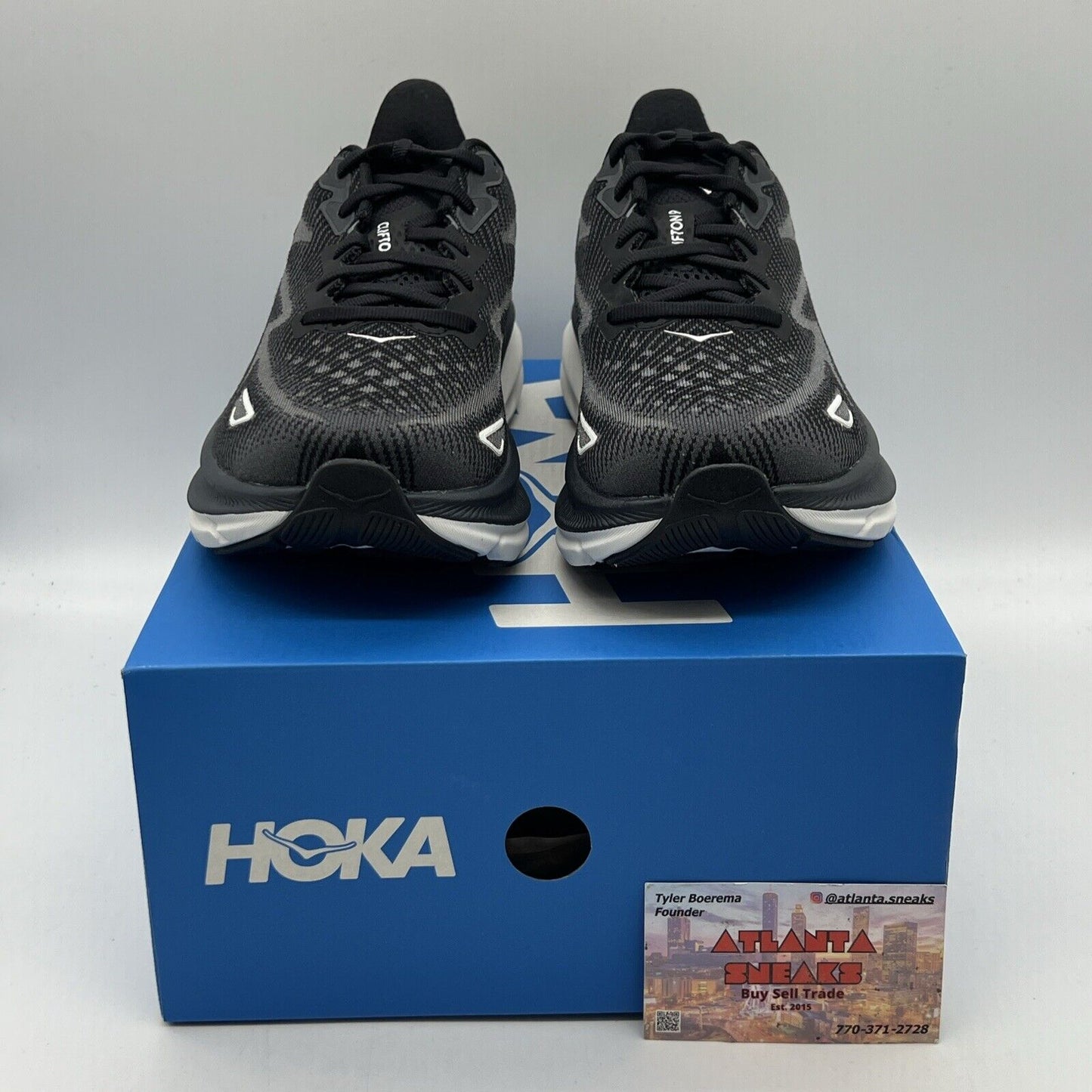 Size 8.5 - Hoka One One Clifton 9 Black White W Brand New Og All DS Sneakers