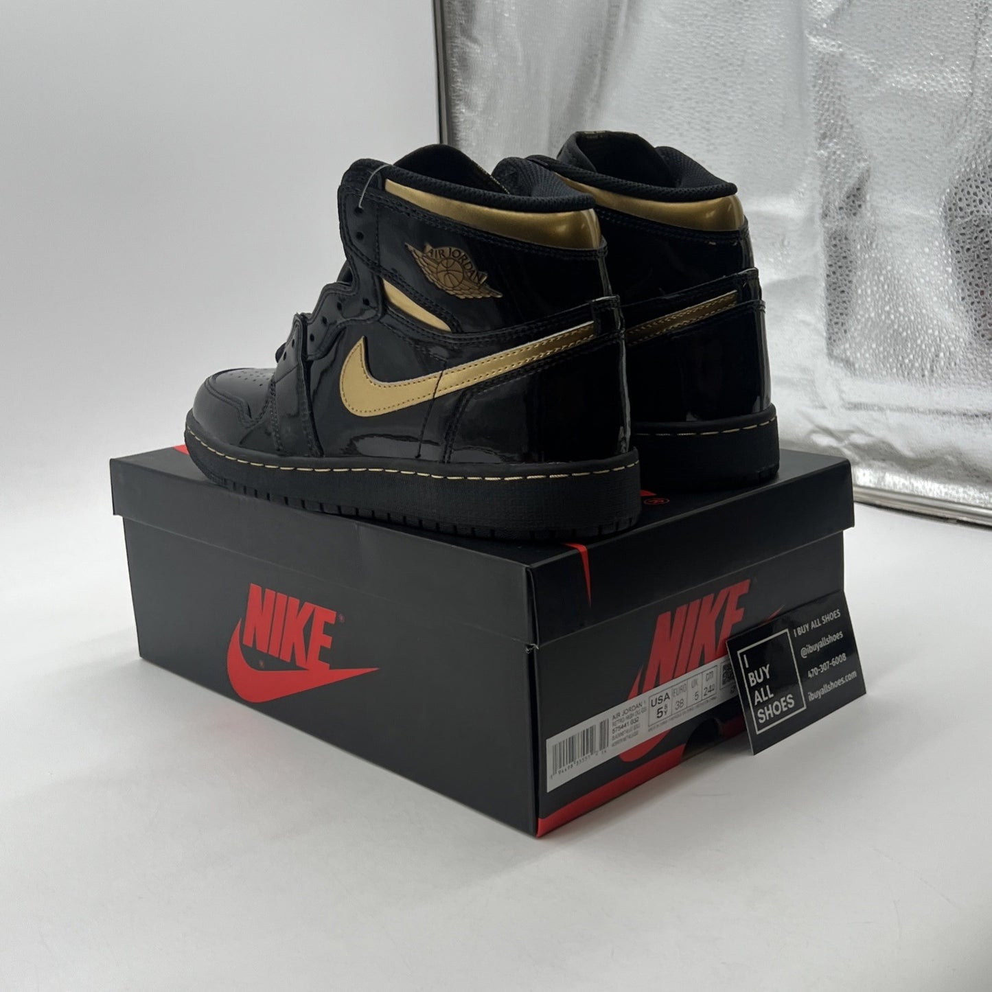 Size 5.5Y - Air Jordan 1 Black 2020 (575441-032)