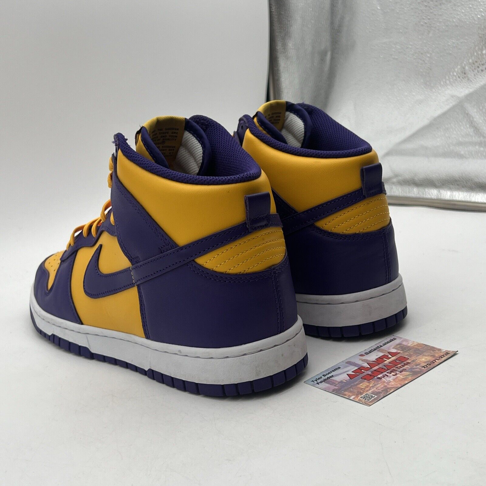 Size 11 - Nike Dunk High Lakers Yellow Purple White Leather (DD1399-500)