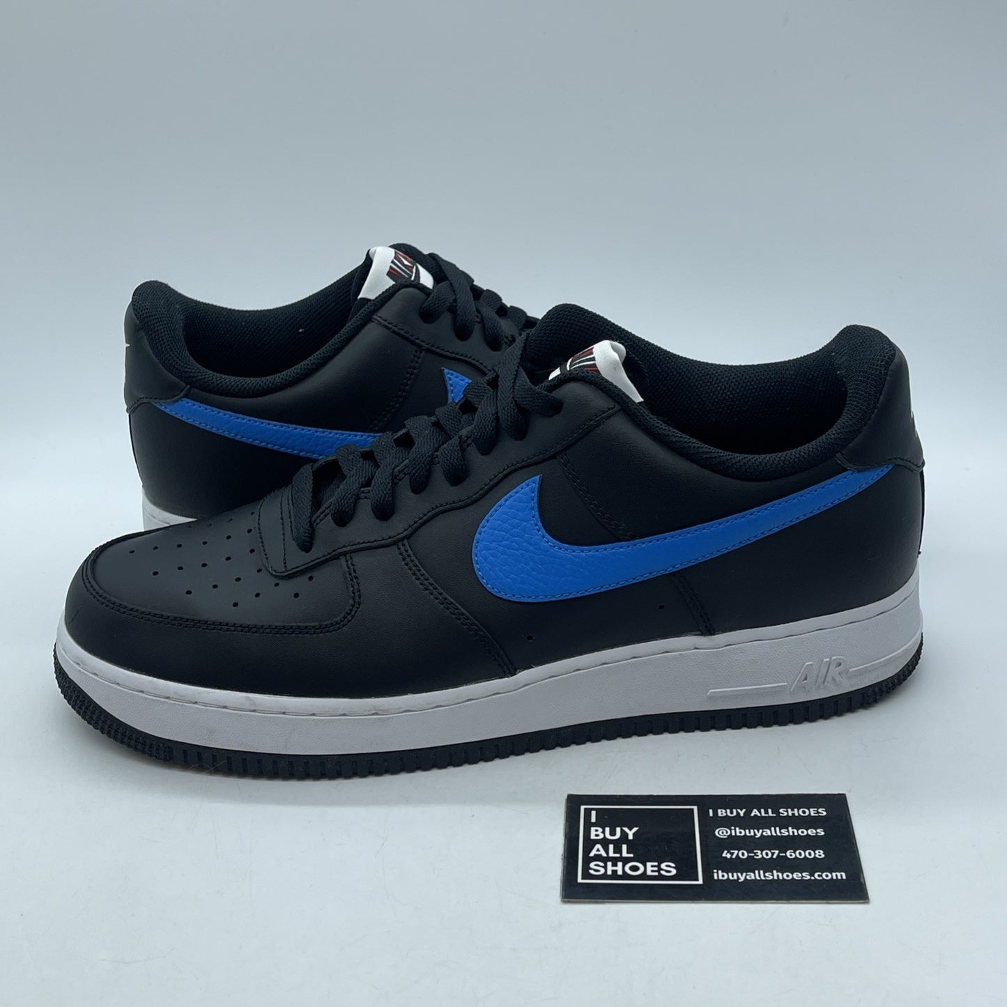 Size 11.5 - Nike Air Force 1 '07 Mismatch Swooshes Black Leather (CT2816-001)