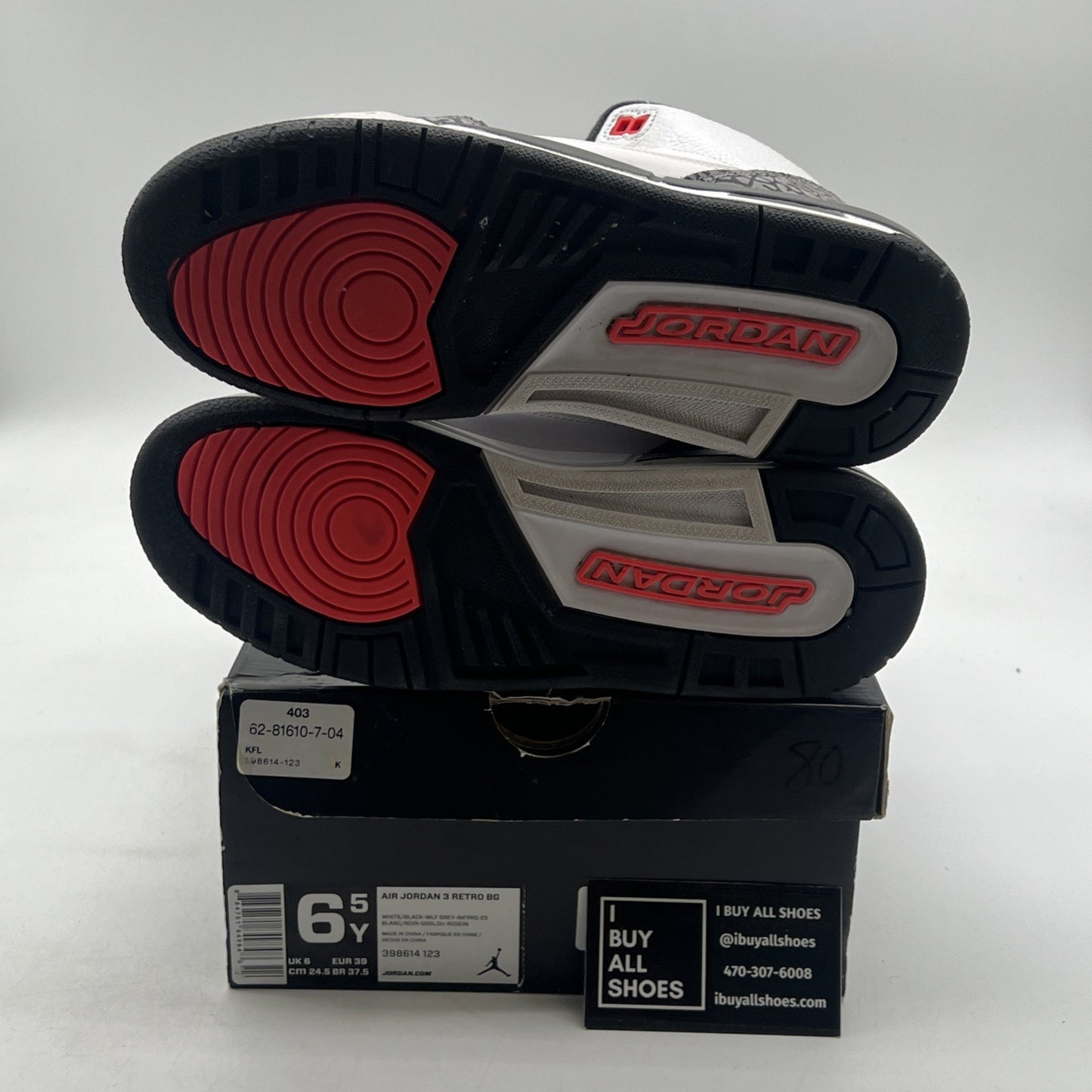 Size 6.5Y - Air Jordan 3 Retro BG Infrared 23 Boy’s (398614-123)