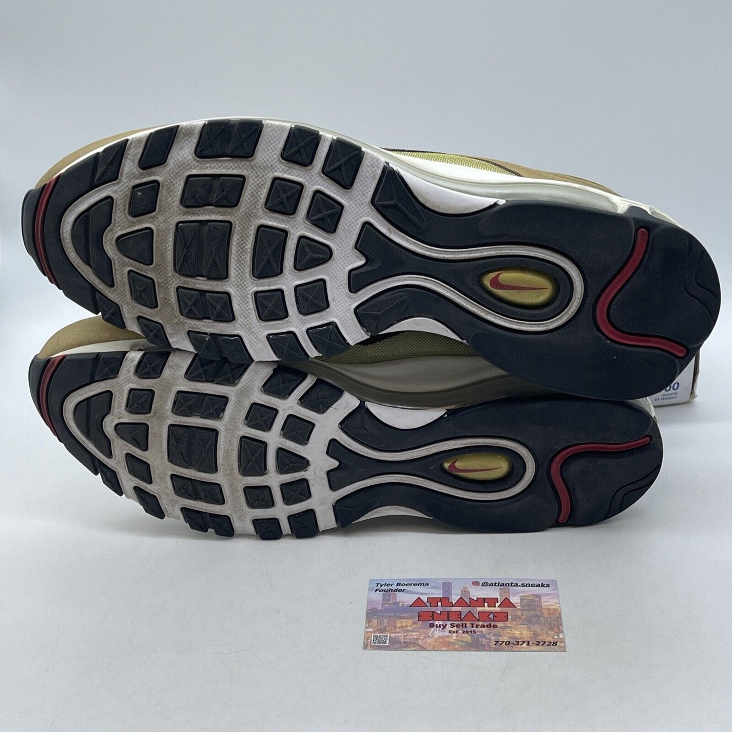 Size 11 - Nike Air Max 97 OG QS Metallic Gold Red Black Suede Leather 884421-700