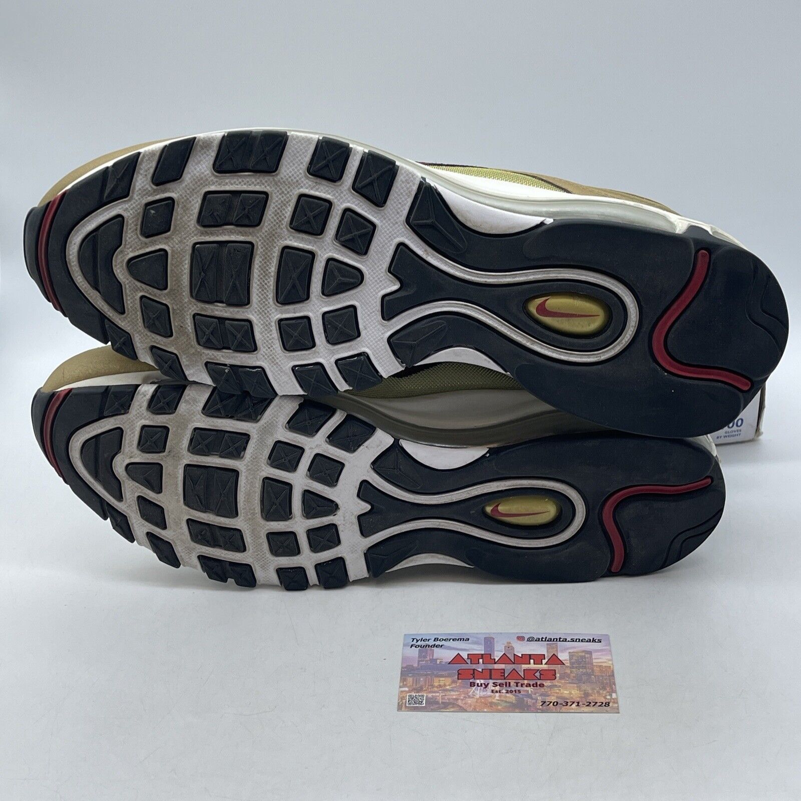 Size 11 - Nike Air Max 97 OG QS Metallic Gold Red Black Suede Leather 884421-700