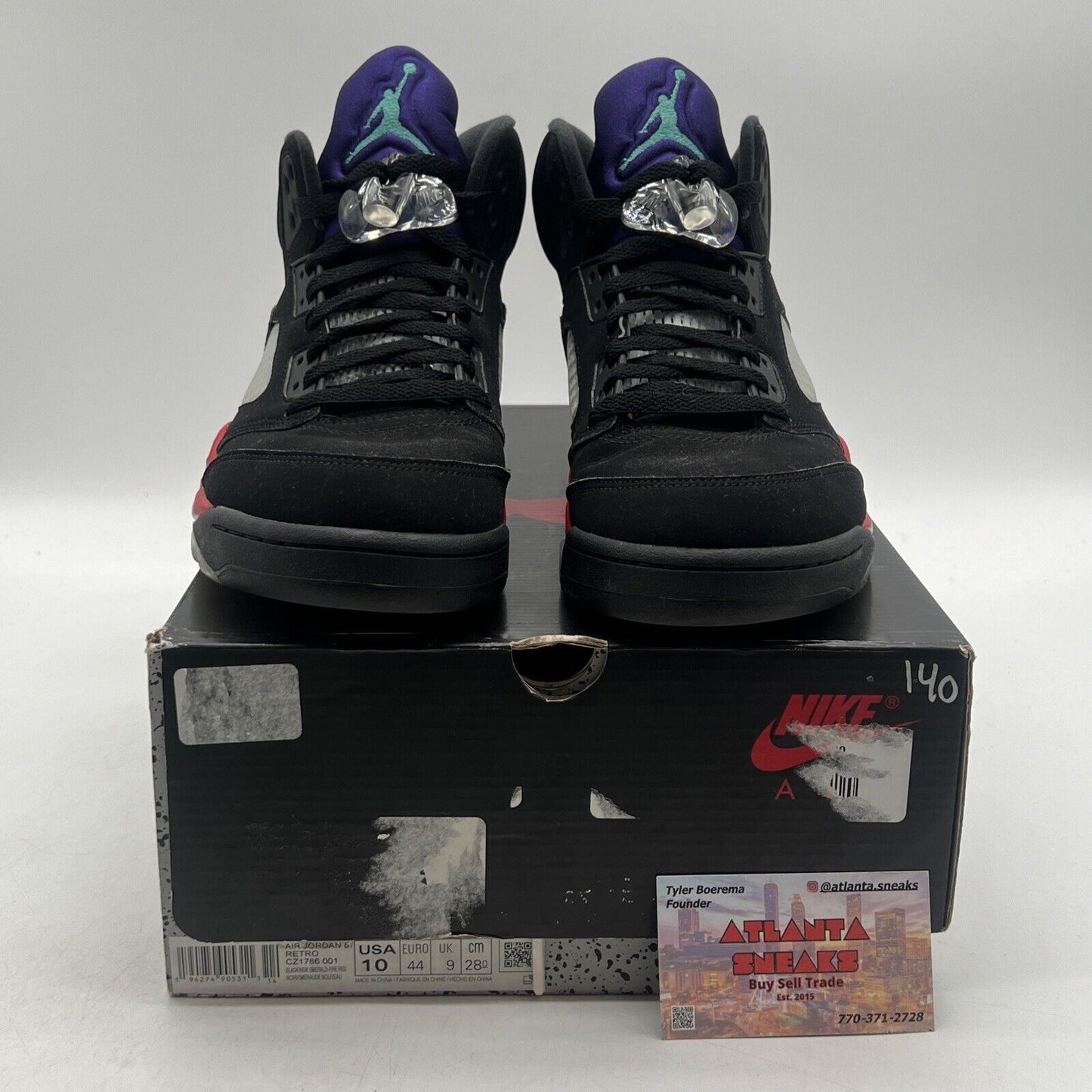 Size 10 - Jordan 5 Retro Top 3 Black 2020 Black Red Purple Aqua (CZ1786-001)