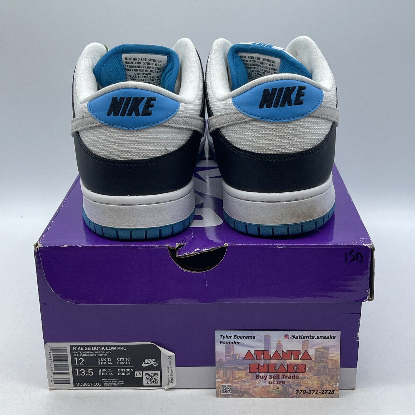 Size 12 - Nike Dunk Pro SB Low Laser Blue Black White Suede (BQ6817-101)