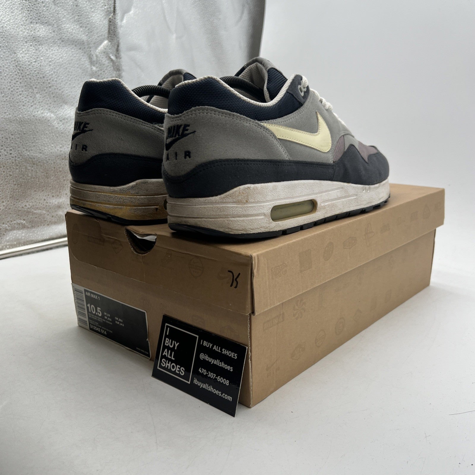 Size 10.5 - Nike Air Max 1 Dark Grey Obsidian (312542-014)