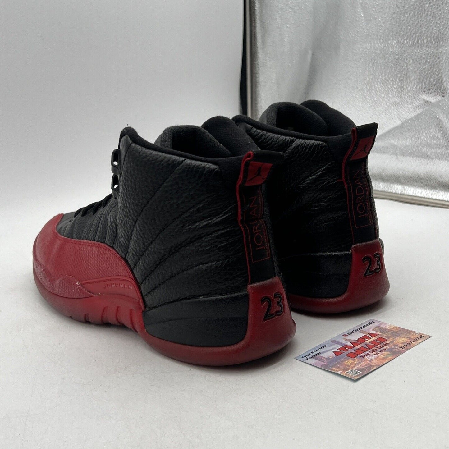 Size 11.5 - Jordan 12 Retro Mid Flu Game Black Leather Red (130690-002)