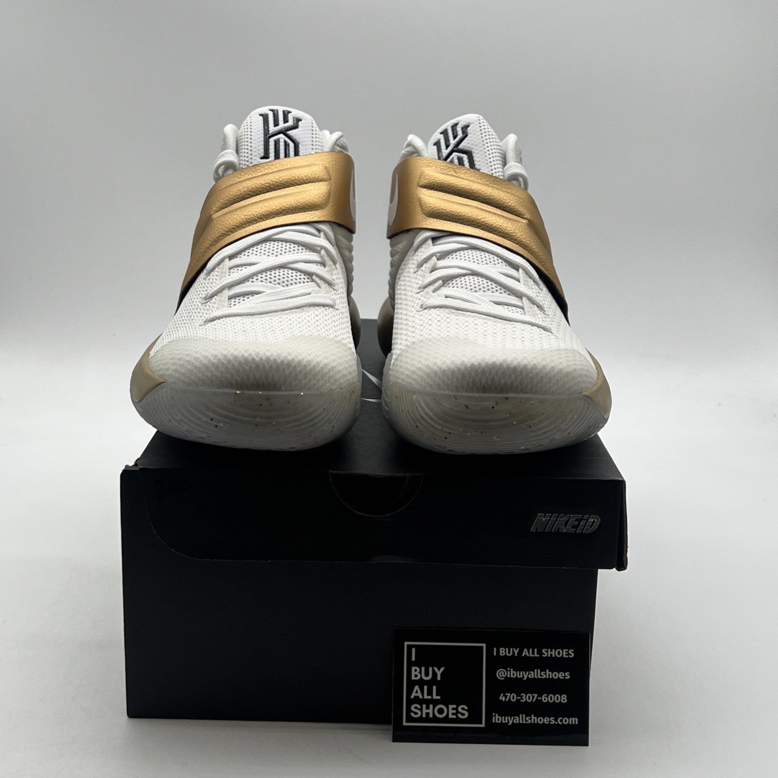 Size 9.5 - Nike Kyrie 2 ID Basketball Nike Black, white & Gold Rare (843253-983)