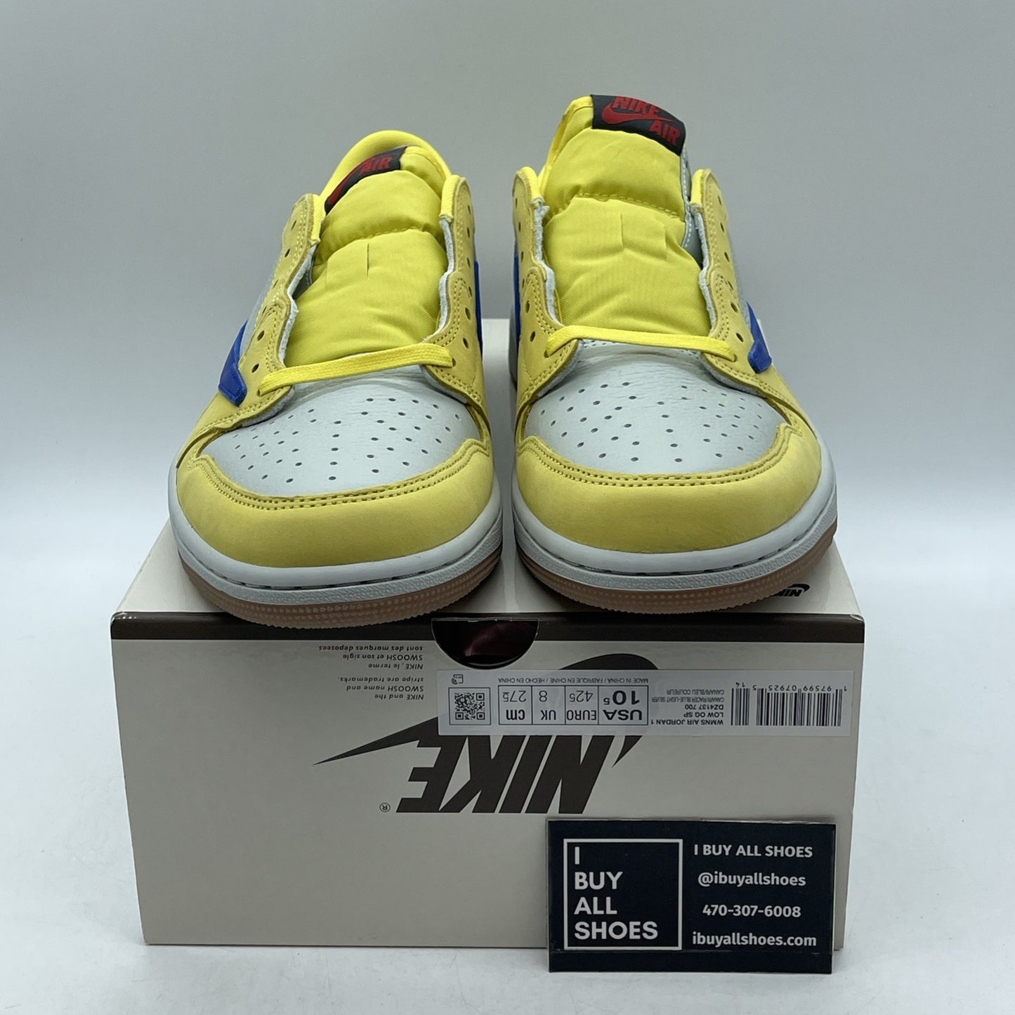 Size 10.5W - Travis Scott x Air Jordan 1 Retro OG SP Low Canary (DZ4137-700)