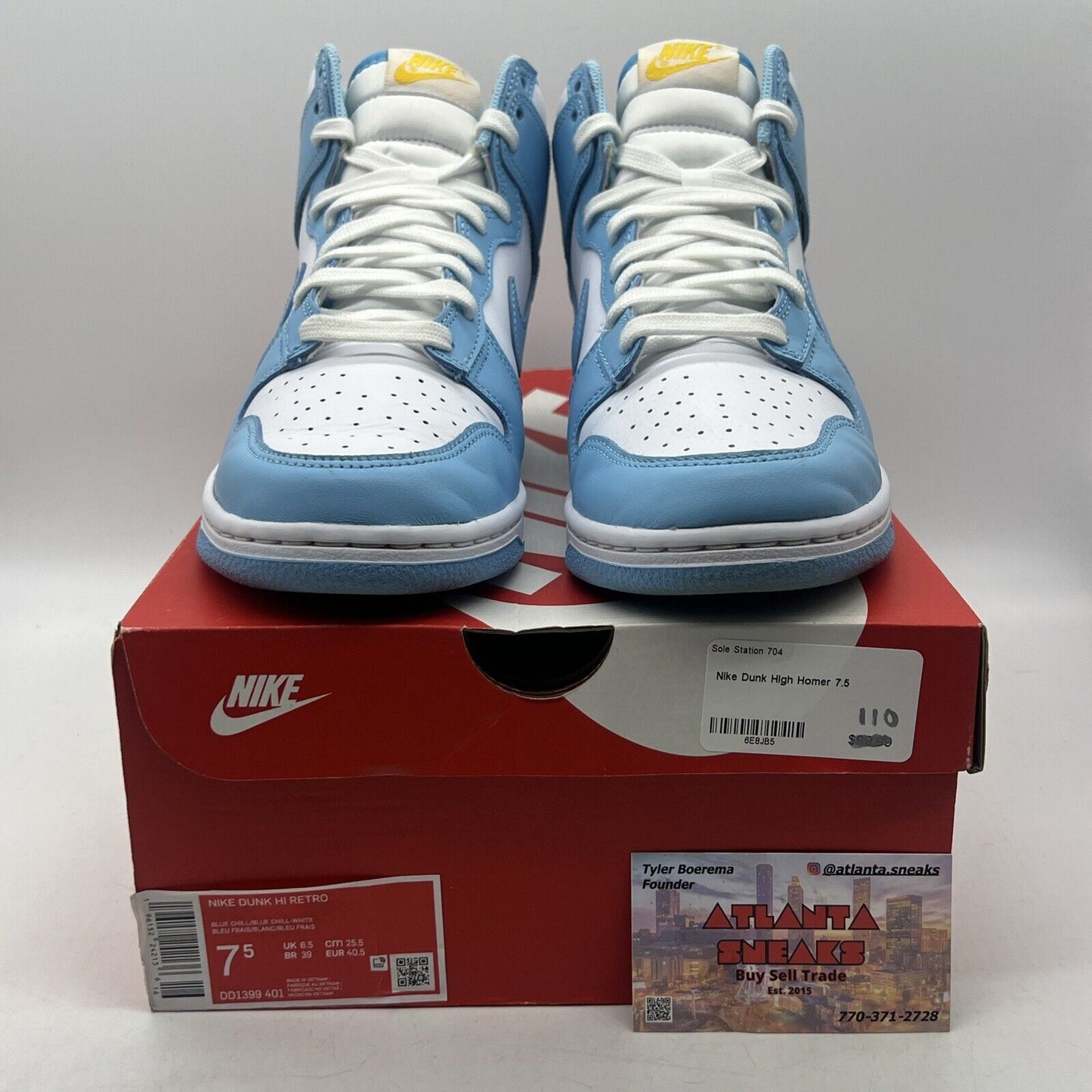 Size 7.5 - Nike Dunk High Blue Chill White Leather (DD1399-401)