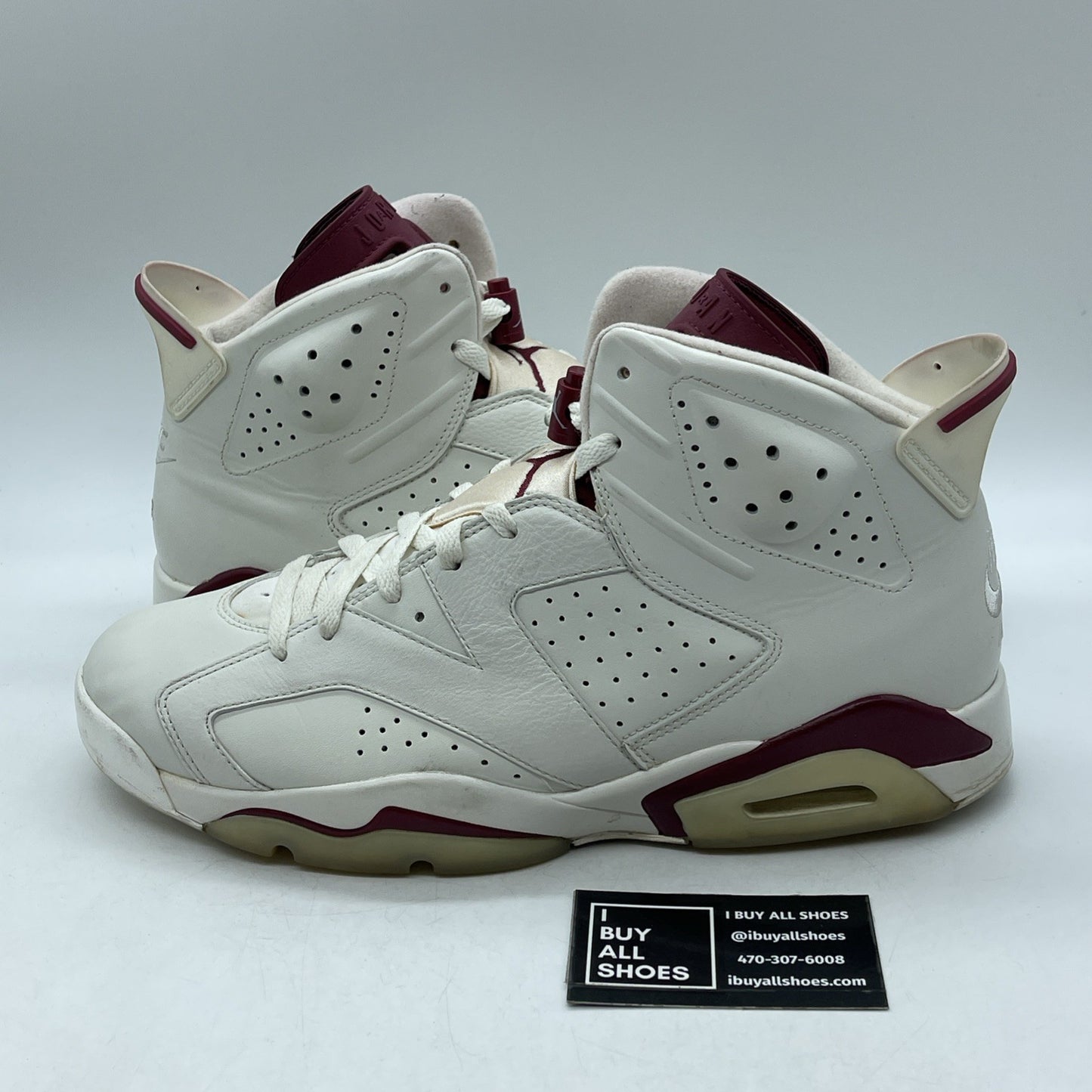 Size 12 - Air Jordan 6 Retro 2015 Maroon White Leather (384664-116)