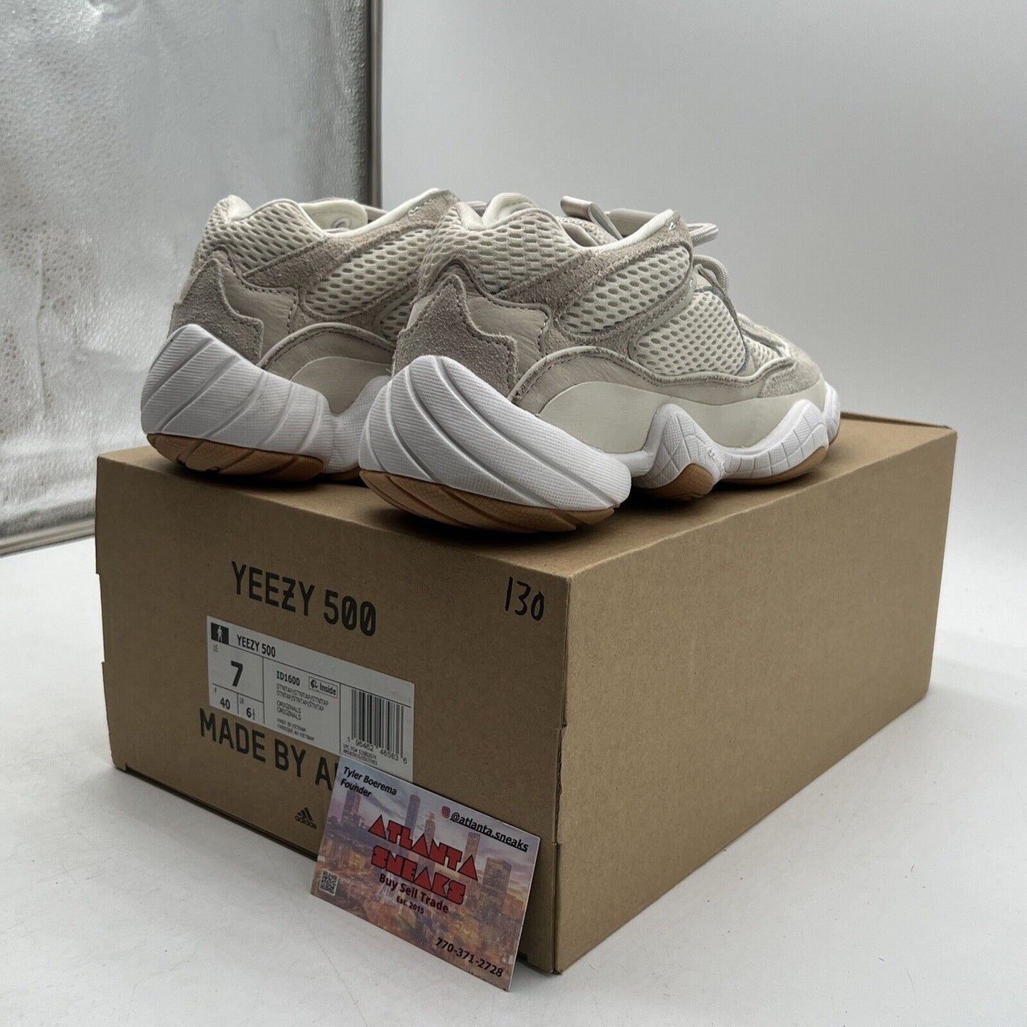 Size 7 - Adidas YEEZY 500 Stone Taupe Shoes (ID1600) White Gum Suede