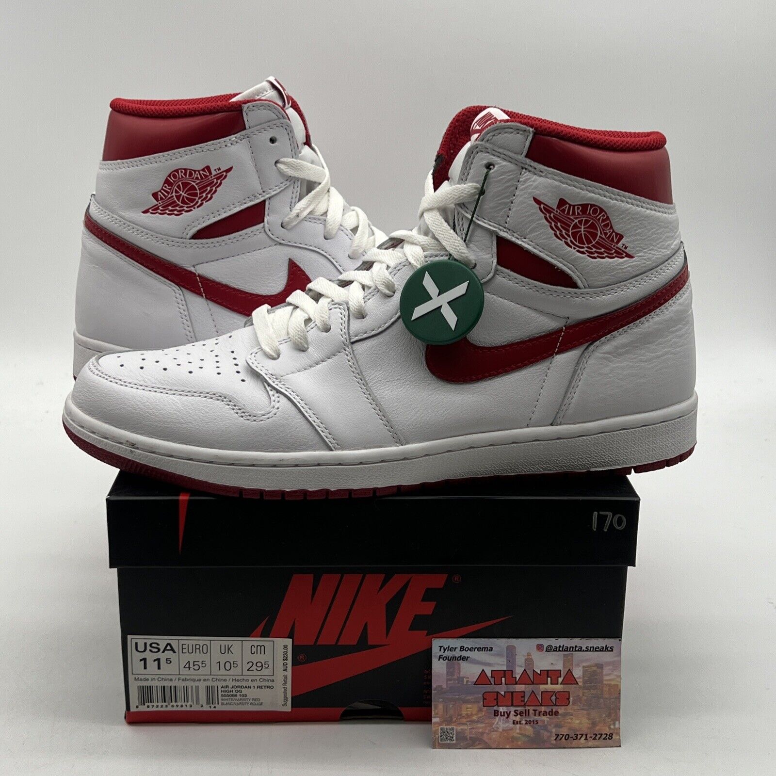 Size 11.5 - Air Jordan 1 Retro OG High Metallic Red White Leather (555088-103)