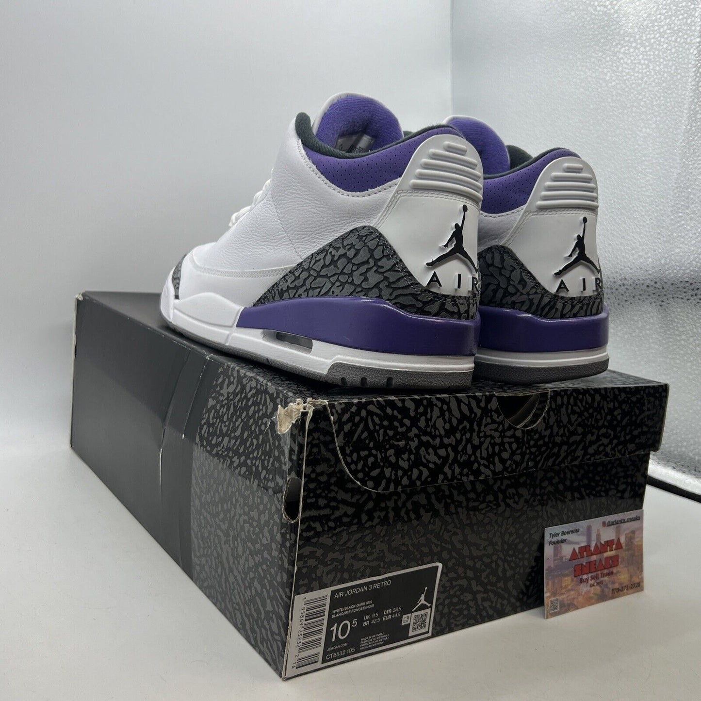 Size 10.5 - Jordan 3 Retro Mid Dark Iris White Leather Purple Black (CT8532-105)