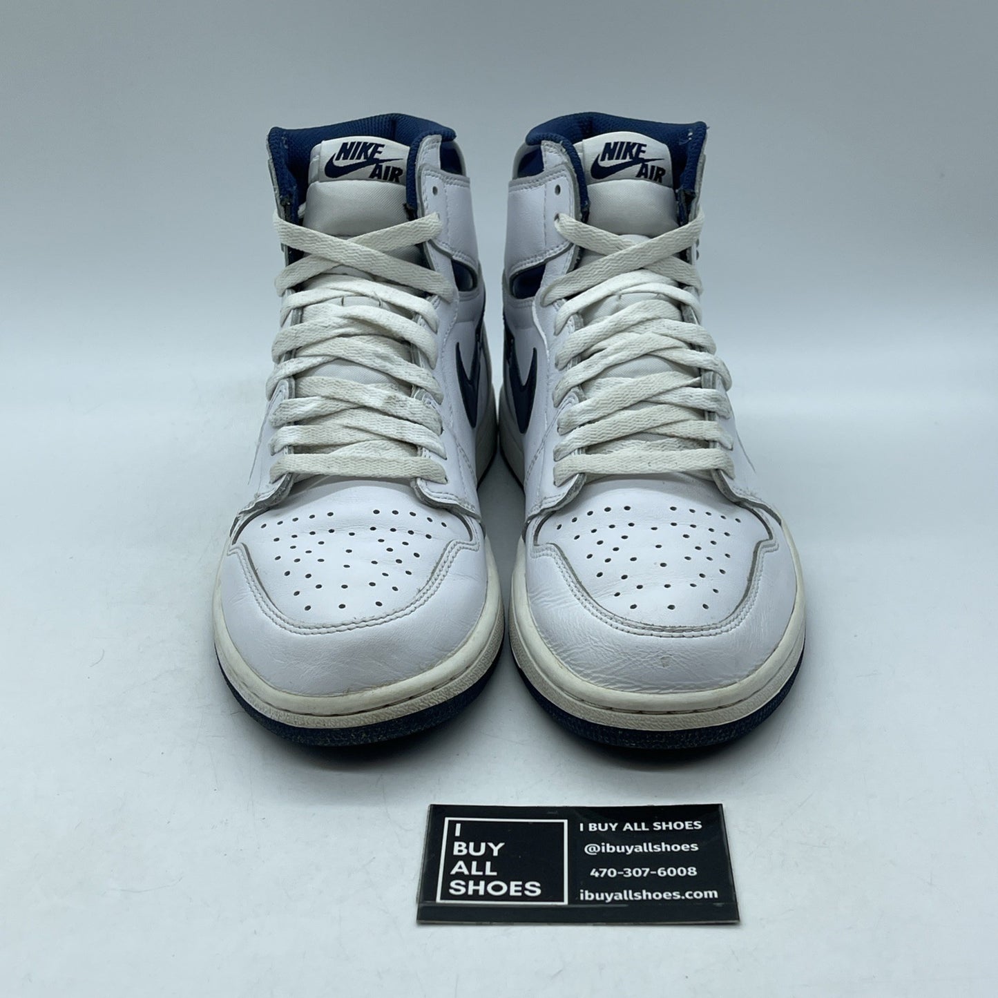 Size 9.5 - Air Jordan 1 Retro OG High Metallic Navy White Leather (555088-106)