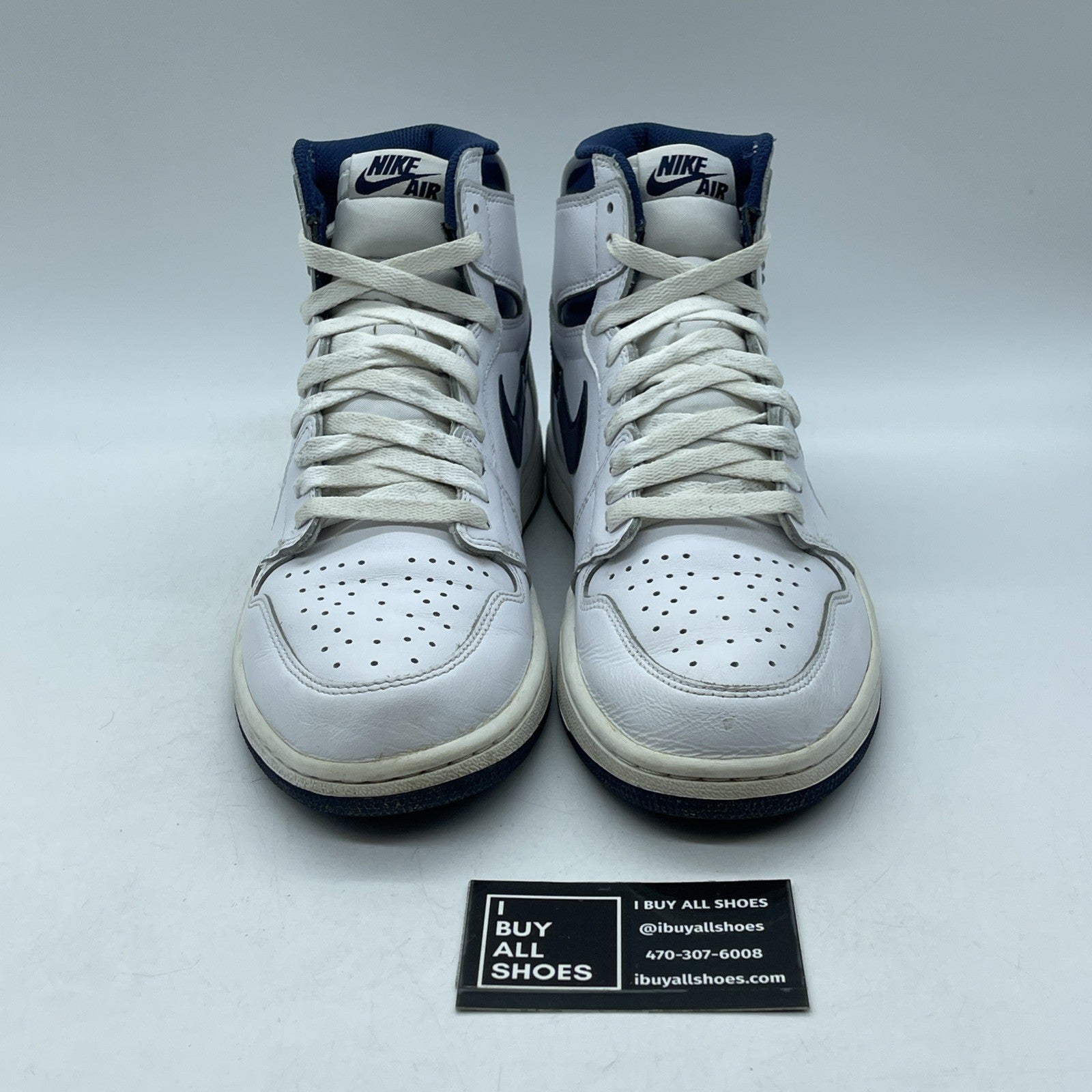 Size 9.5 - Air Jordan 1 Retro OG High Metallic Navy White Leather (555088-106)