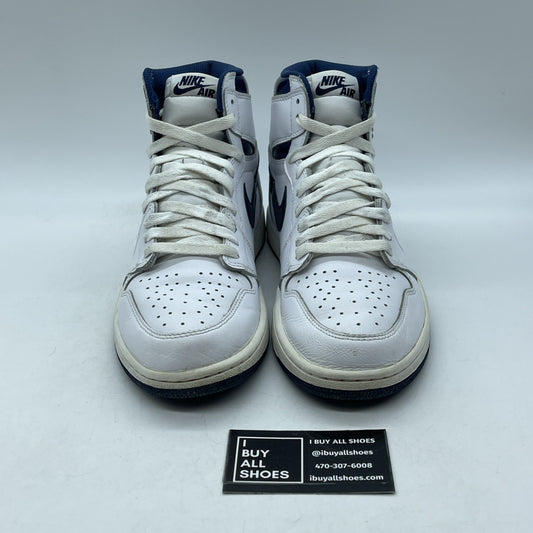 Size 9.5 - Air Jordan 1 Retro OG High Metallic Navy White Leather (555088-106)