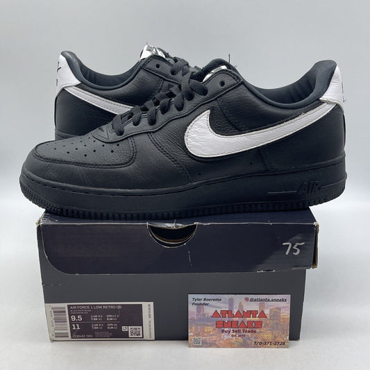 Size 9.5 - Nike Air Force 1 Retro QS Low Black White Leather (CQ0492-001)