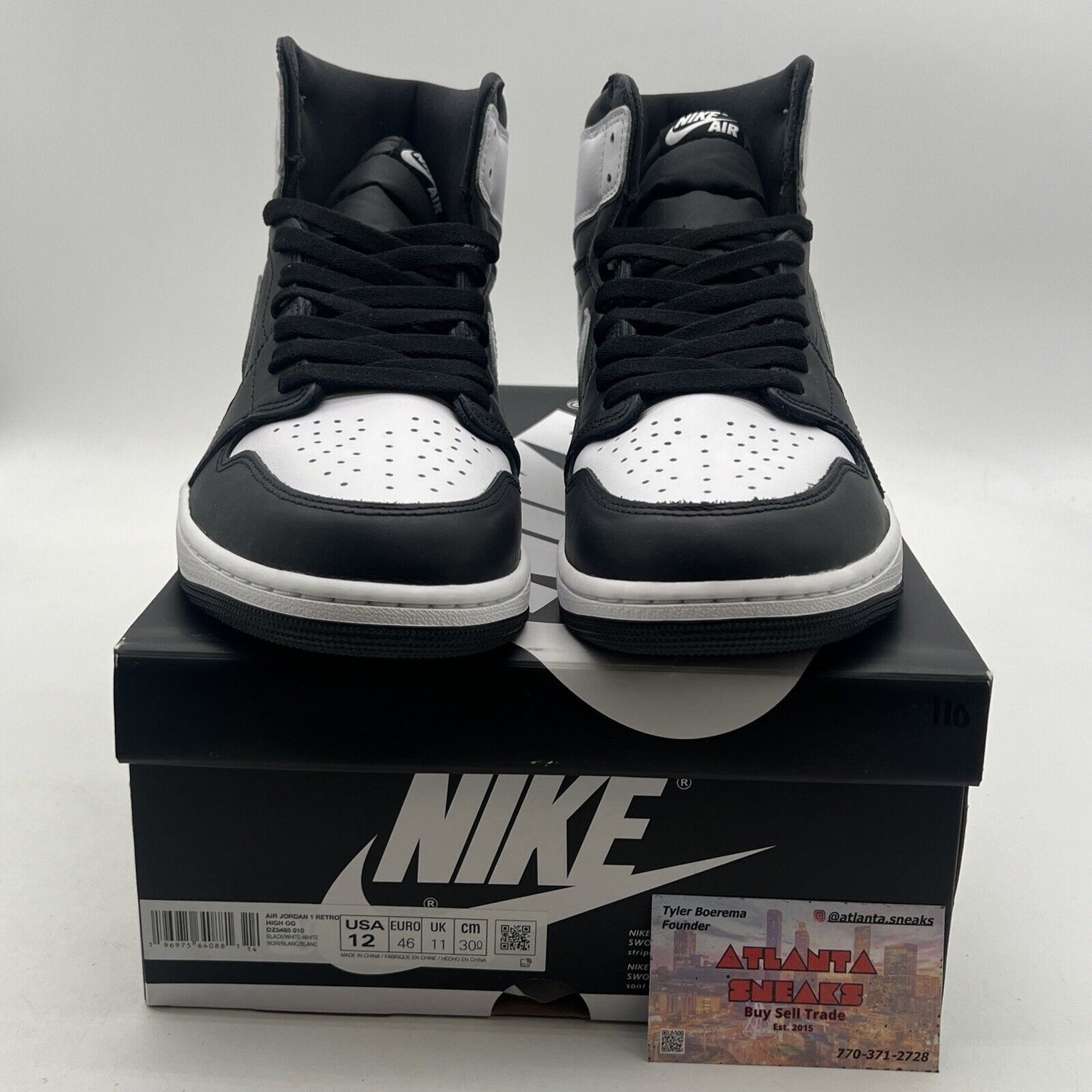 Size 12 - Air Jordan 1 Retro OG High Black White 2.0 (DZ5485-010)