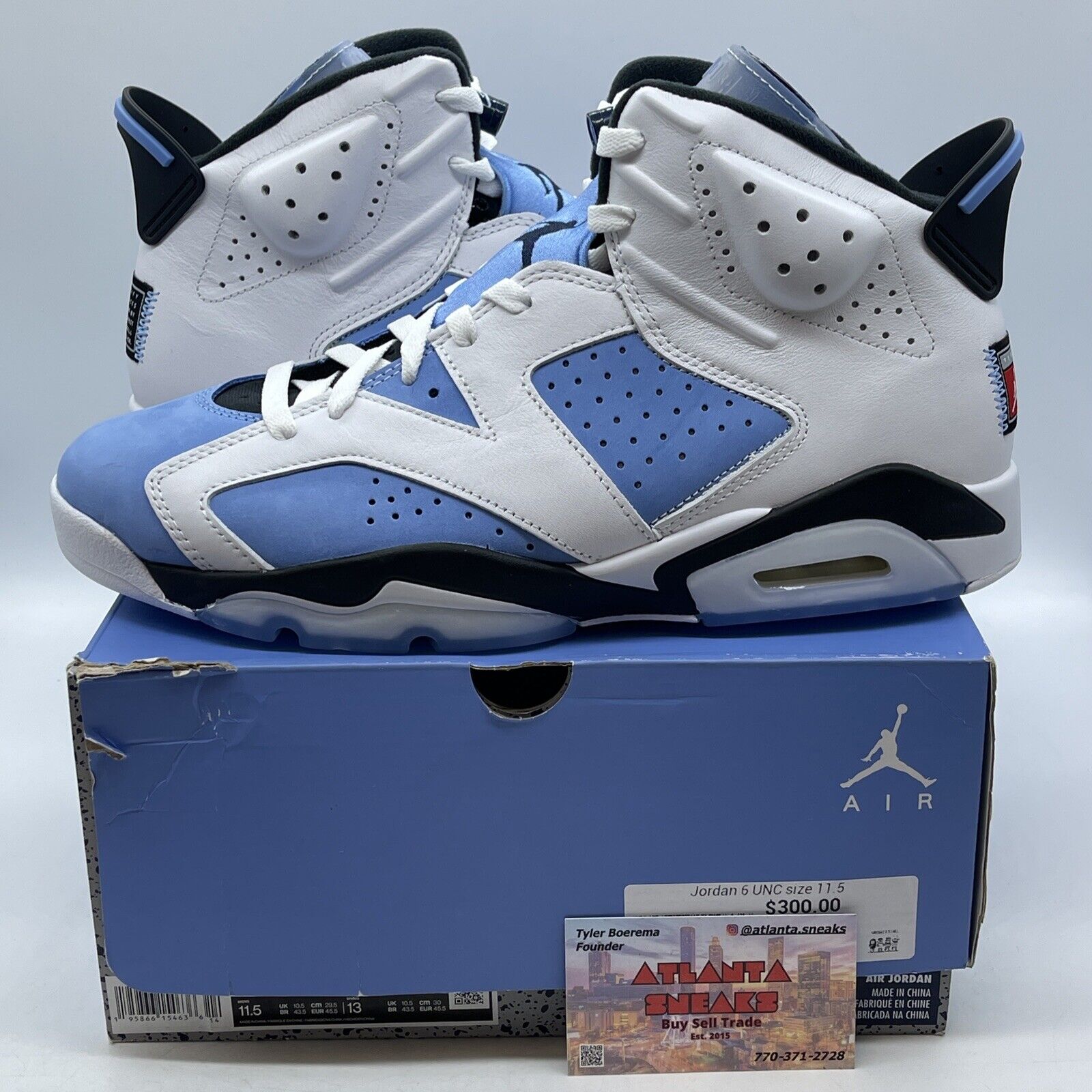 Size 11.5 - Jordan 6 Retro Mid UNC Home White Black Blue Suede (CT8529-410)