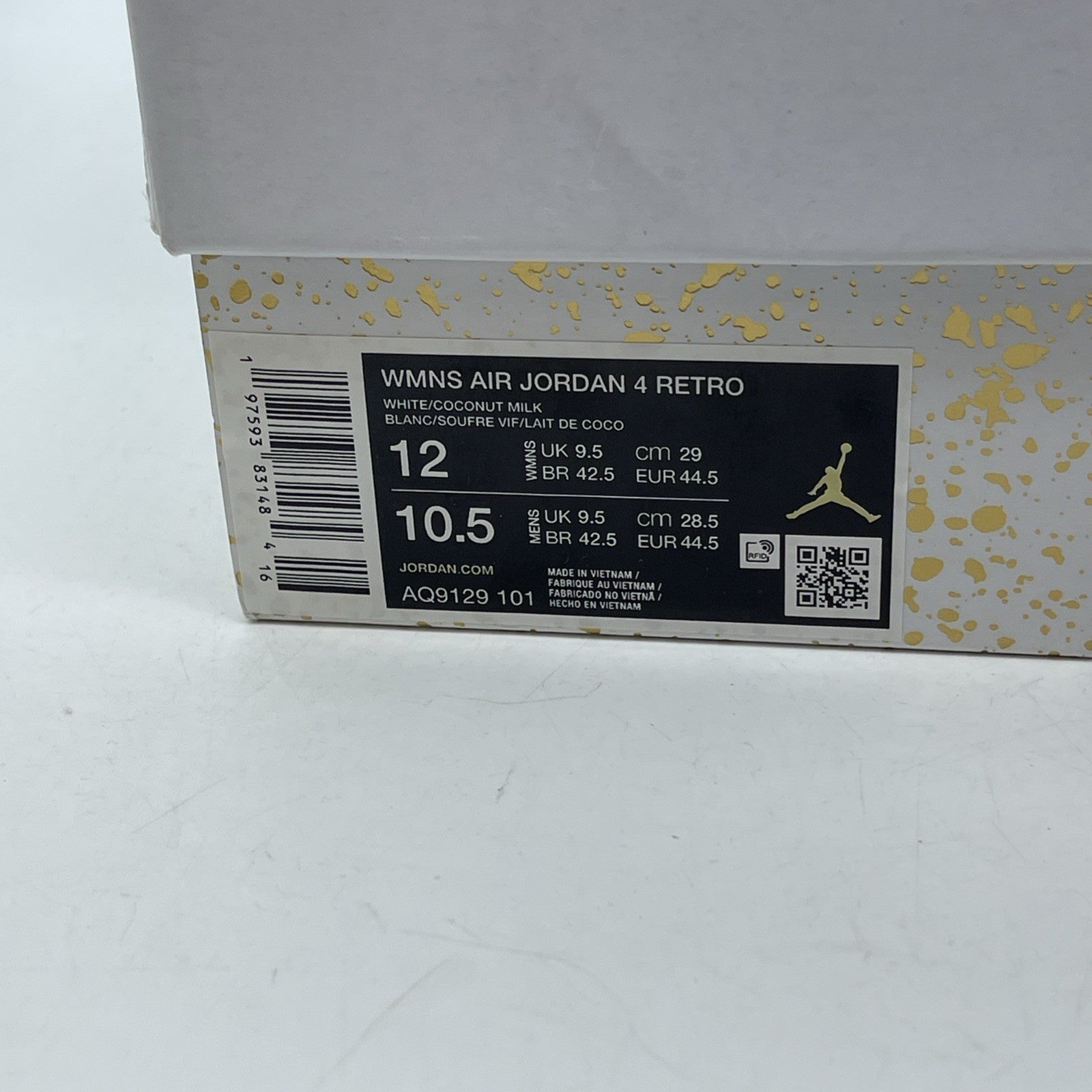 Size 12W - Air Jordan 4 Retro Vivid Sulfur White Yellow Leather (AQ9129-101)