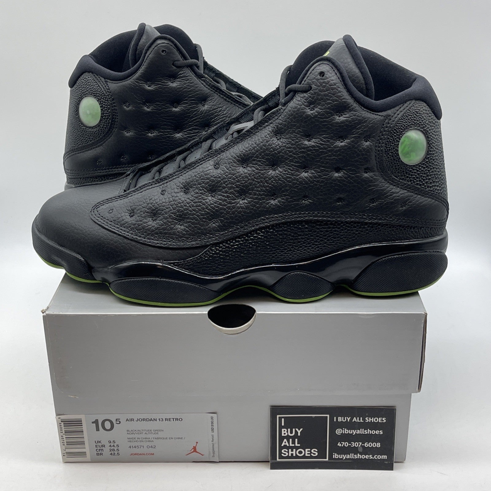 Size 10.5 - Air Jordan 13 Retro 2017 Altitude Black Leather (414571-042)