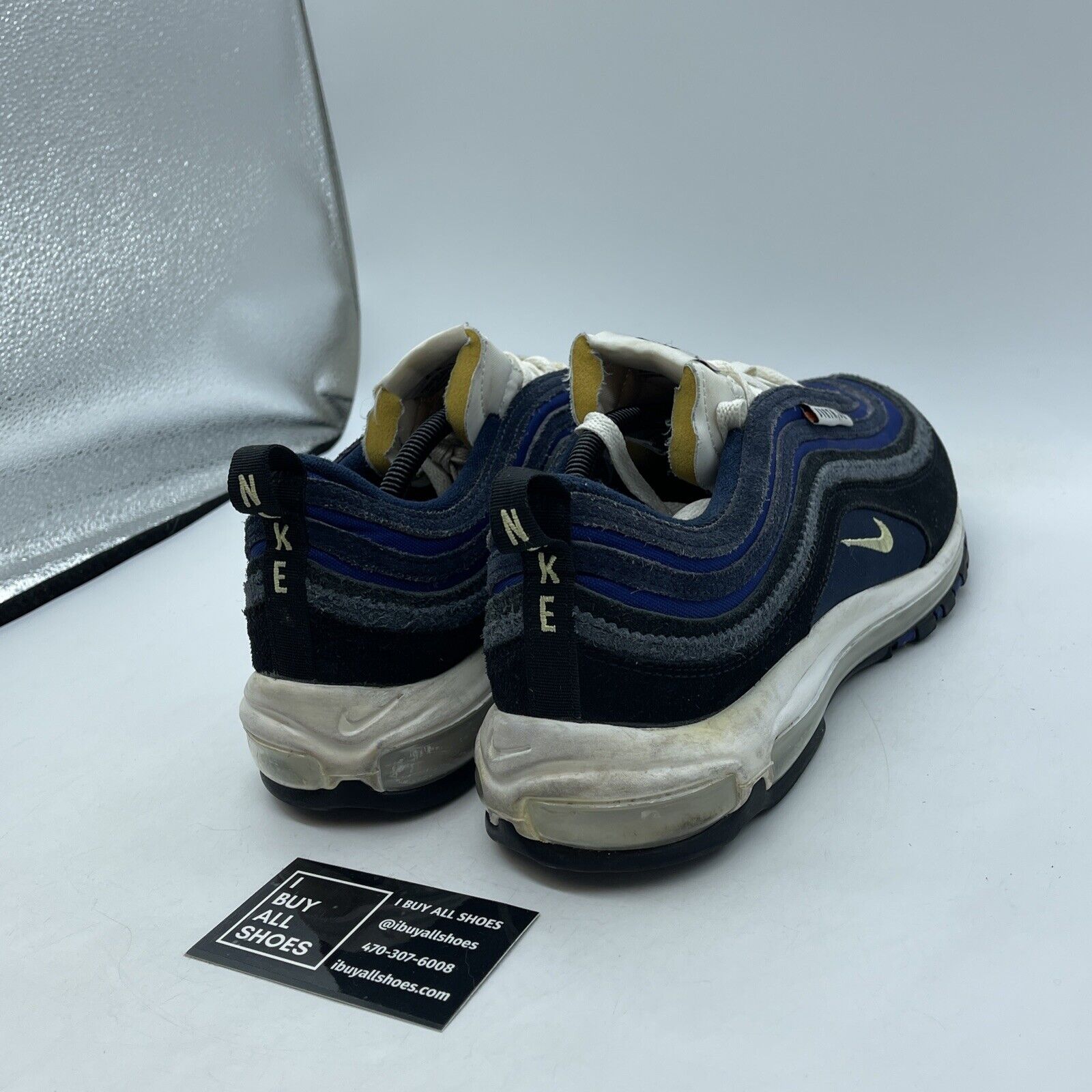 Size 12 - Nike Air Max 97 SE Running Club - Blue black White Suede (DH1085-001)