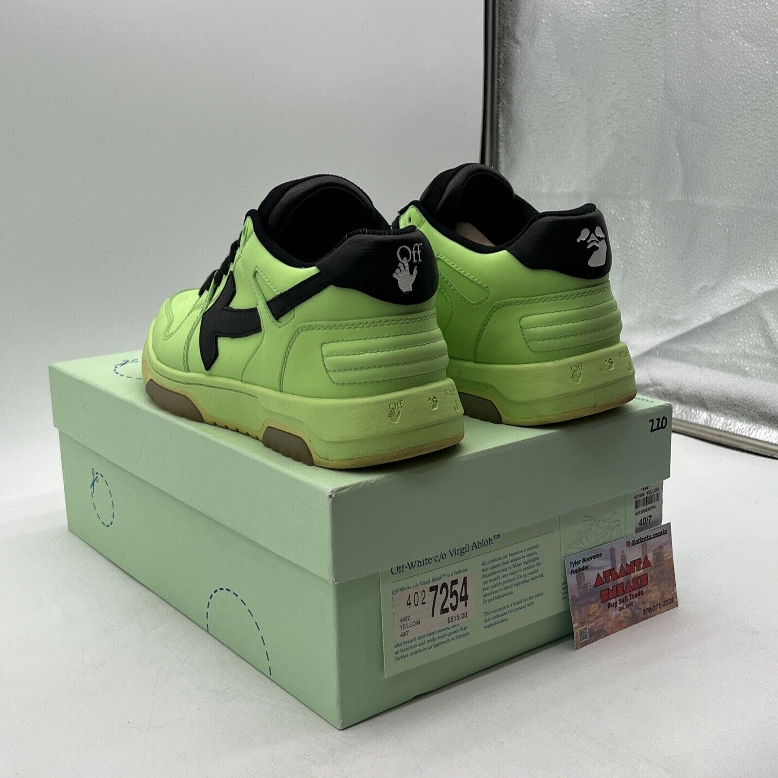 Size 9.5 - Off-White Out of Office Low Fluo Green Yellow Black